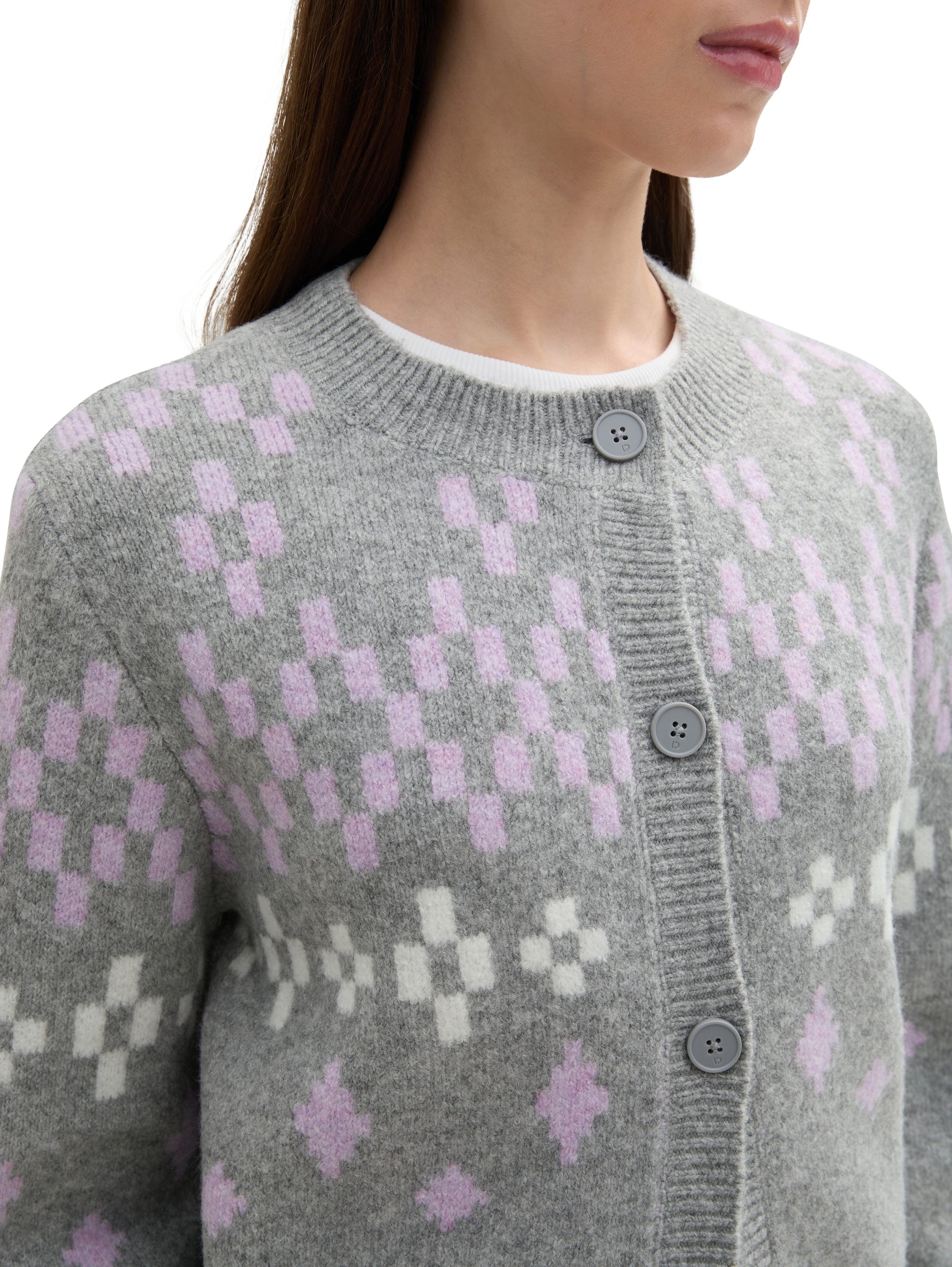 Tom Tailor Denim Cardigan met knoopsluiting en jacquard-patroon
