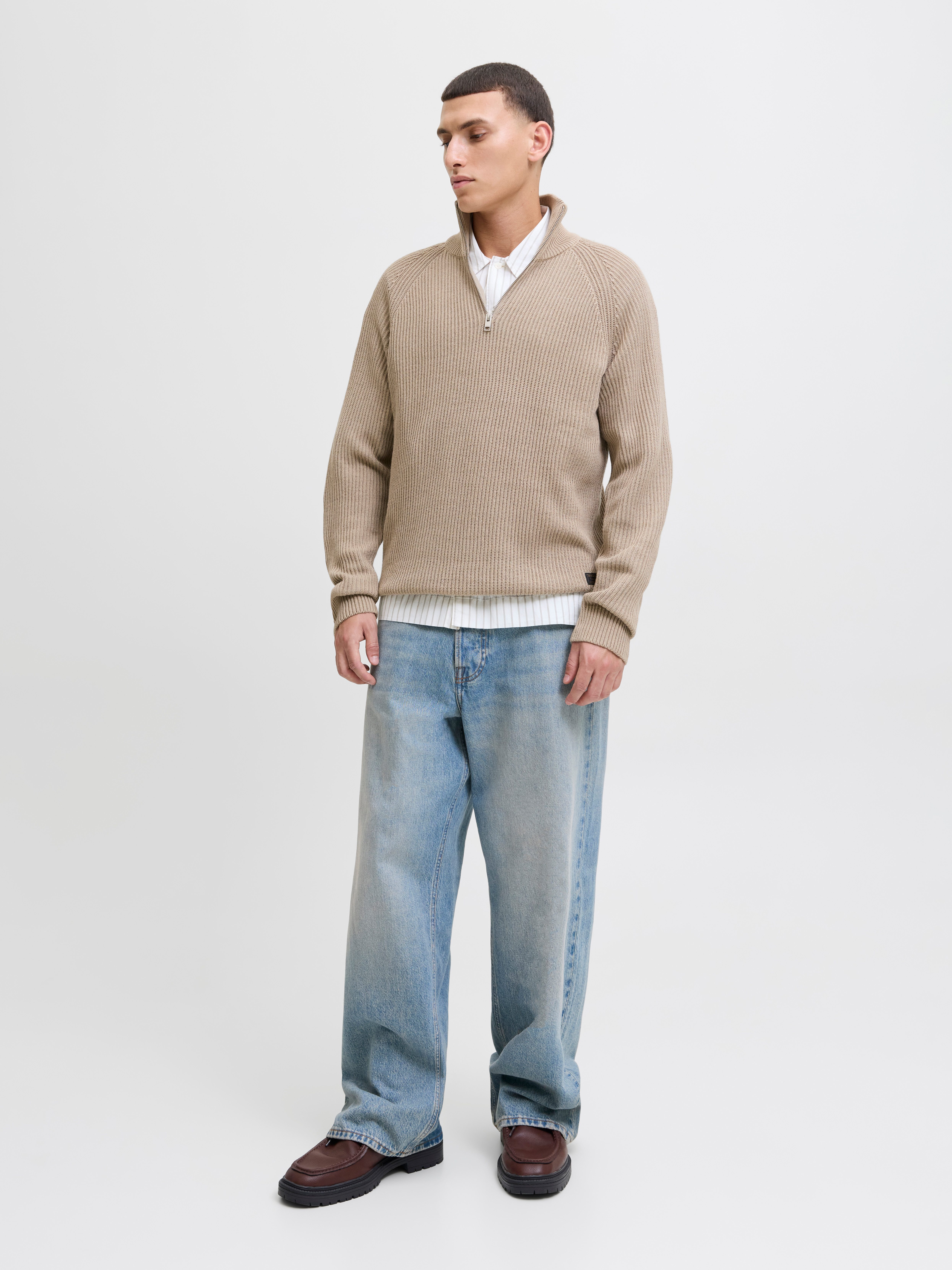 Jack & Jones Schipperstrui JJPANNEL KNIT HALF ZIP AW25