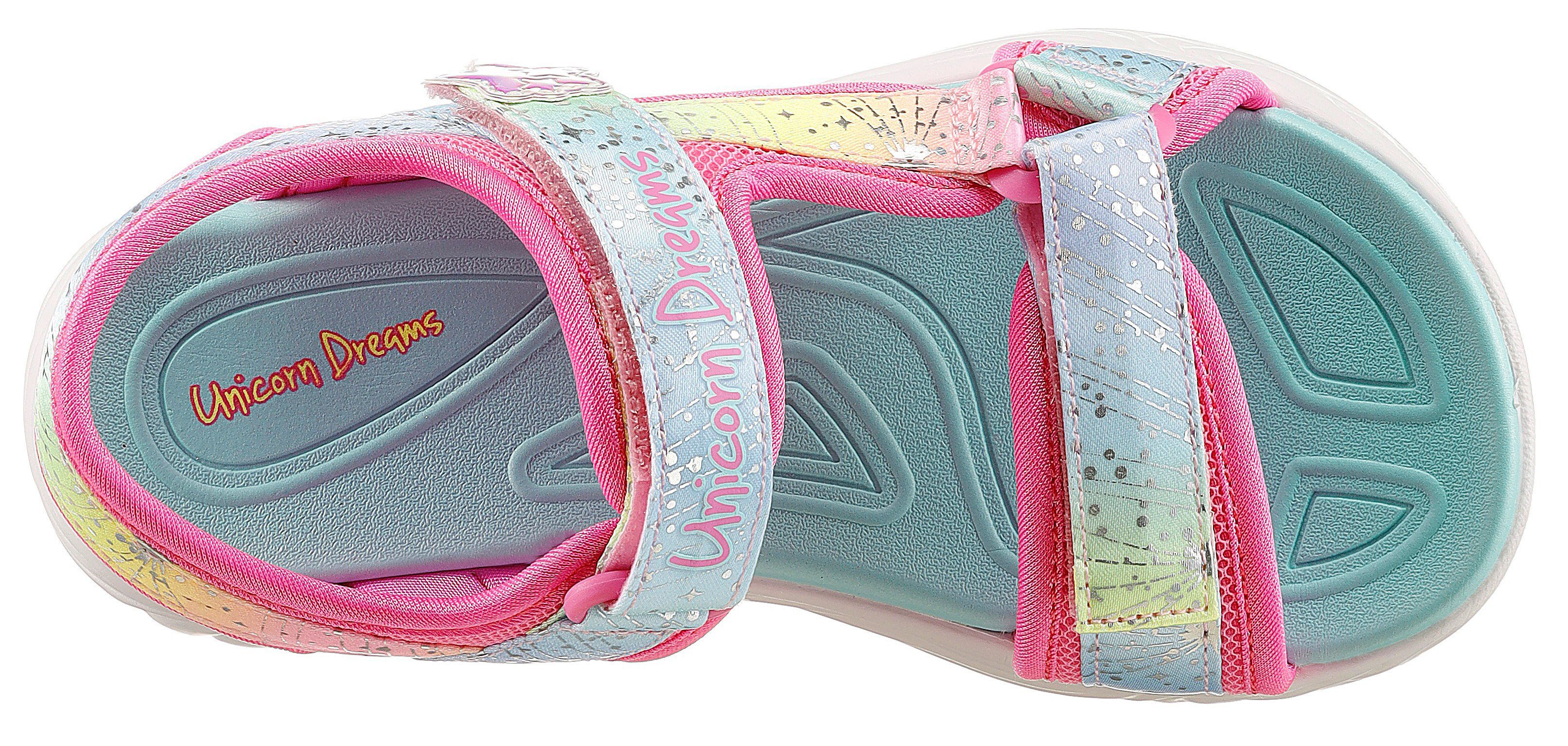 Skechers Sandalen UNICORN DREAMS SANDAL MAJESTIC BLISS , zomerschoen, klittenbandschoen, flitsende schoen, flitsende eenhoorn applicatie
