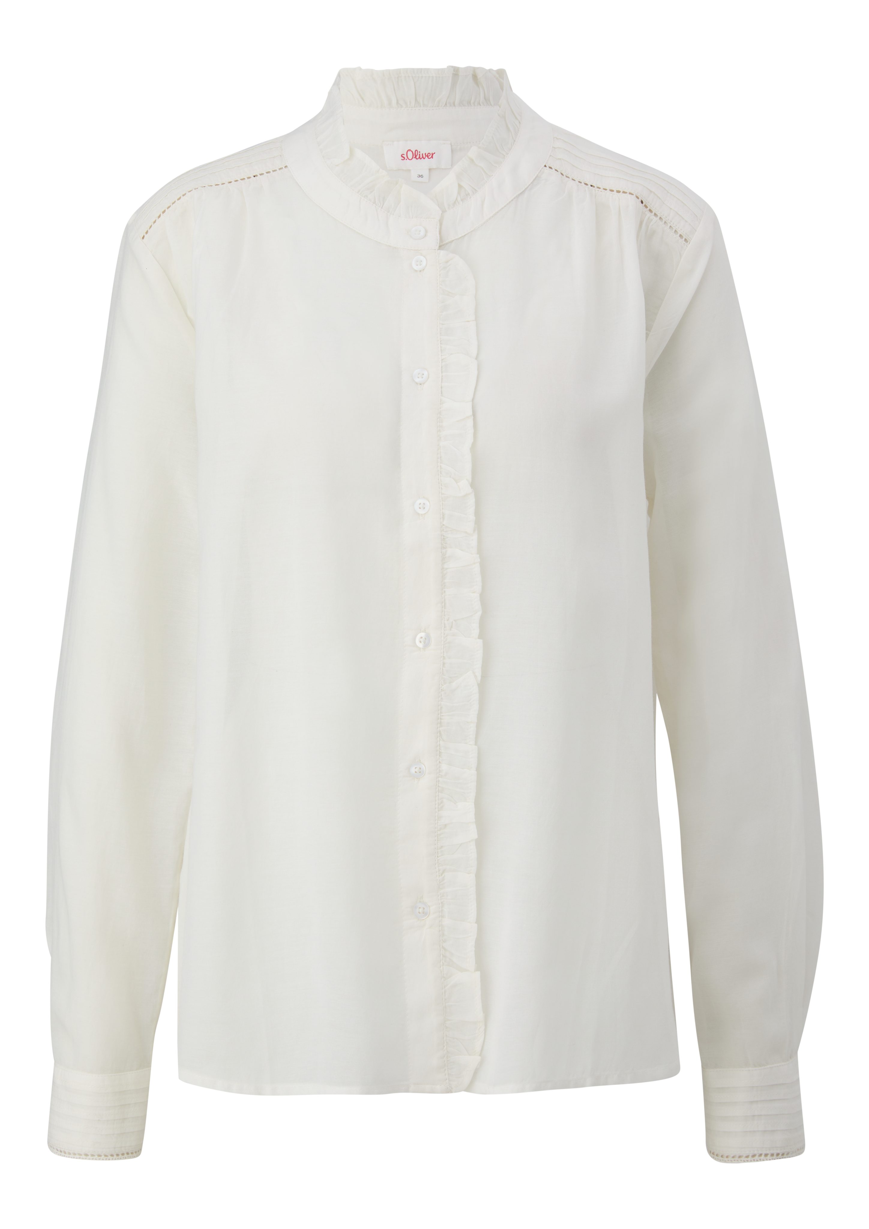 s.Oliver Blouse met lange mouwen met ruches-details en gaatjespatroon