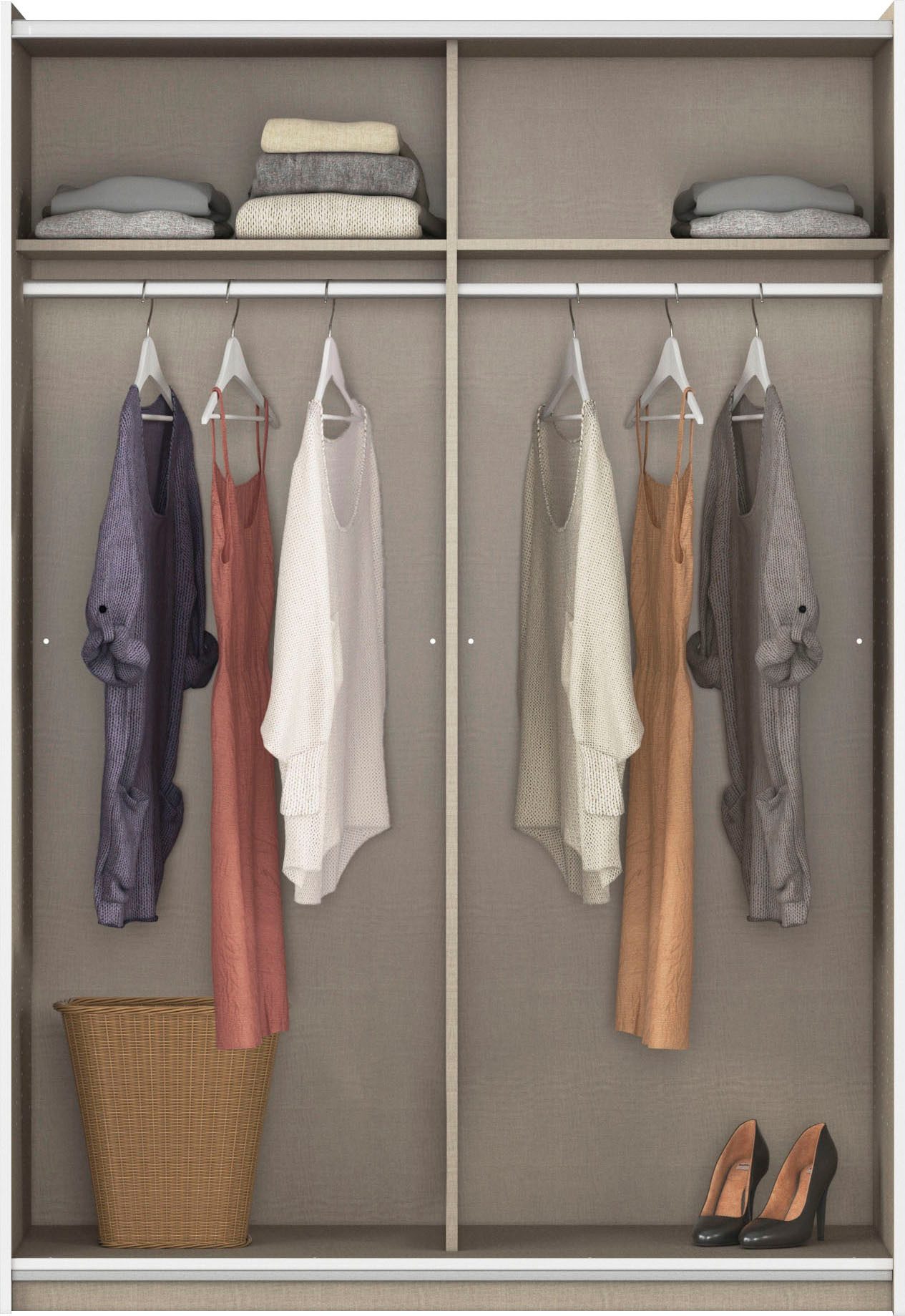 rauch Zweefdeurkast Kledingkast draaideurkast kast garderobe KRONACH TOPSELLER met spiegel en veel opbergruimte, metalen greepstrips, made in germany