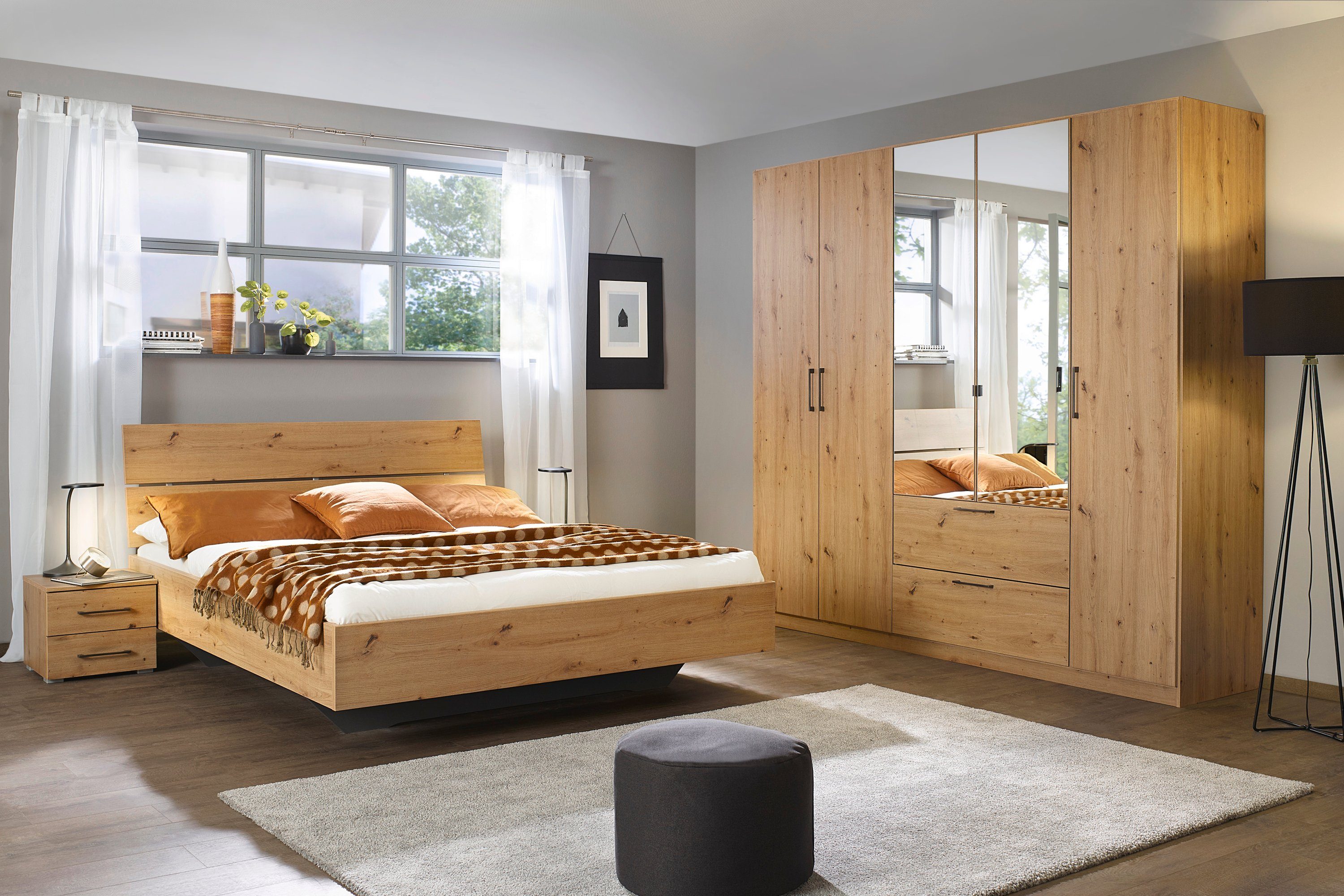 Slaapkamerserie Compleet slaapkamer Challenger (Set van 4 delen) Kast 2 breedtes, bed 3 breedtes, 2 nachttafels MADE IN GERMANY