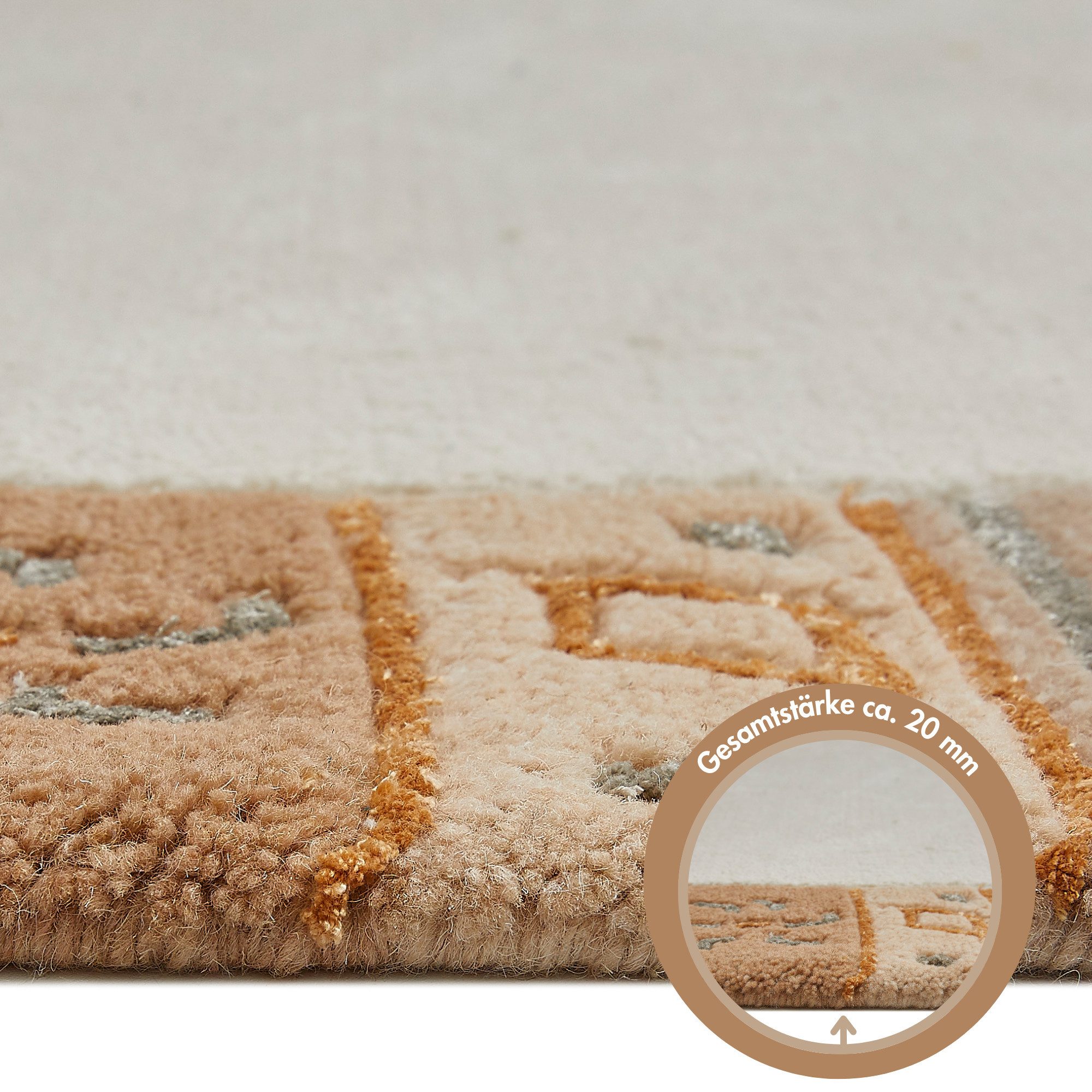 LUXOR living Wollen kleed India zuivere wol, met de hand geknoopt, met randdessin, ook als loper