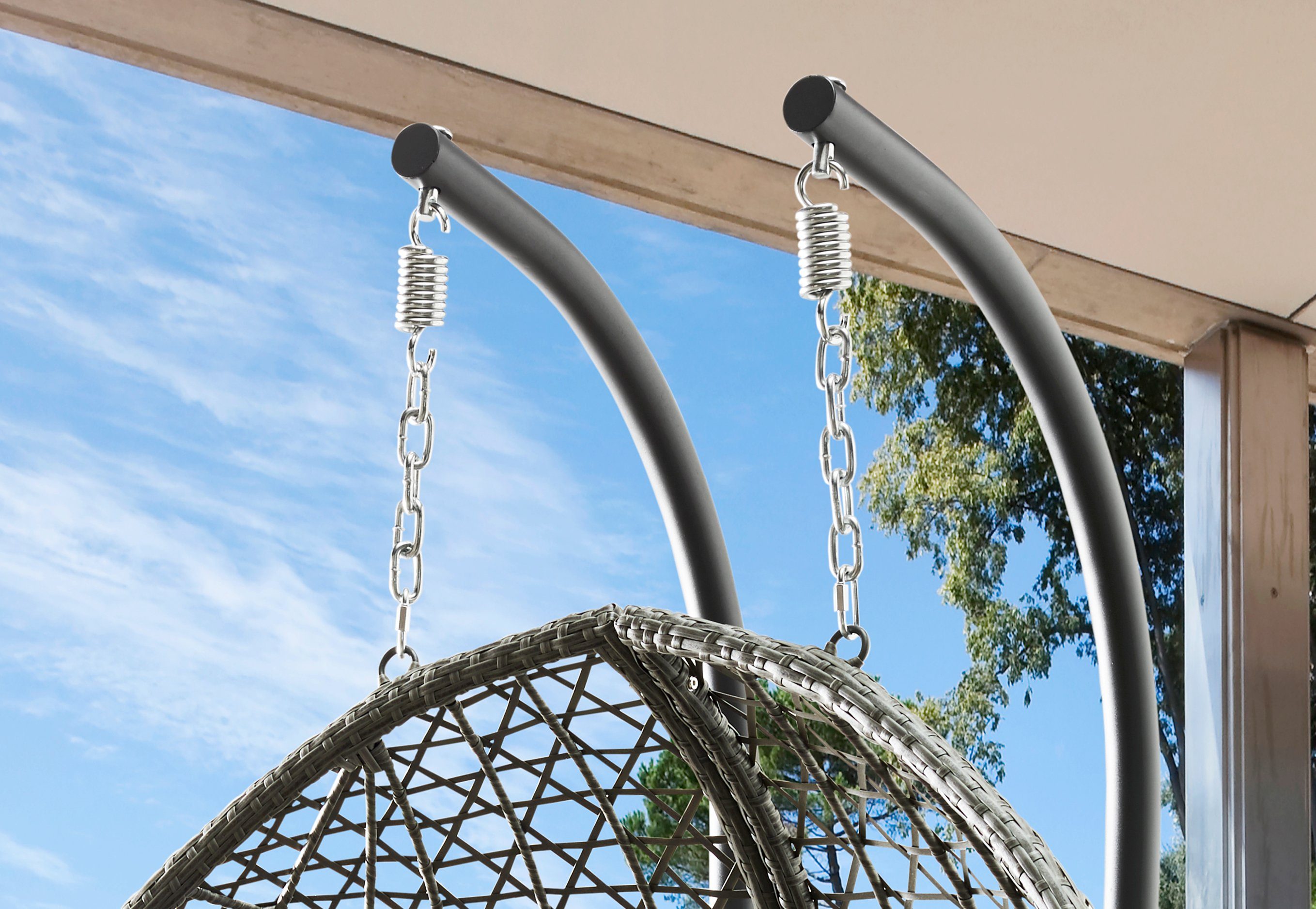 Destiny Hangstoel COCO DROP DOUBLE Staal, polyrattan, met frame, inclusief kussens