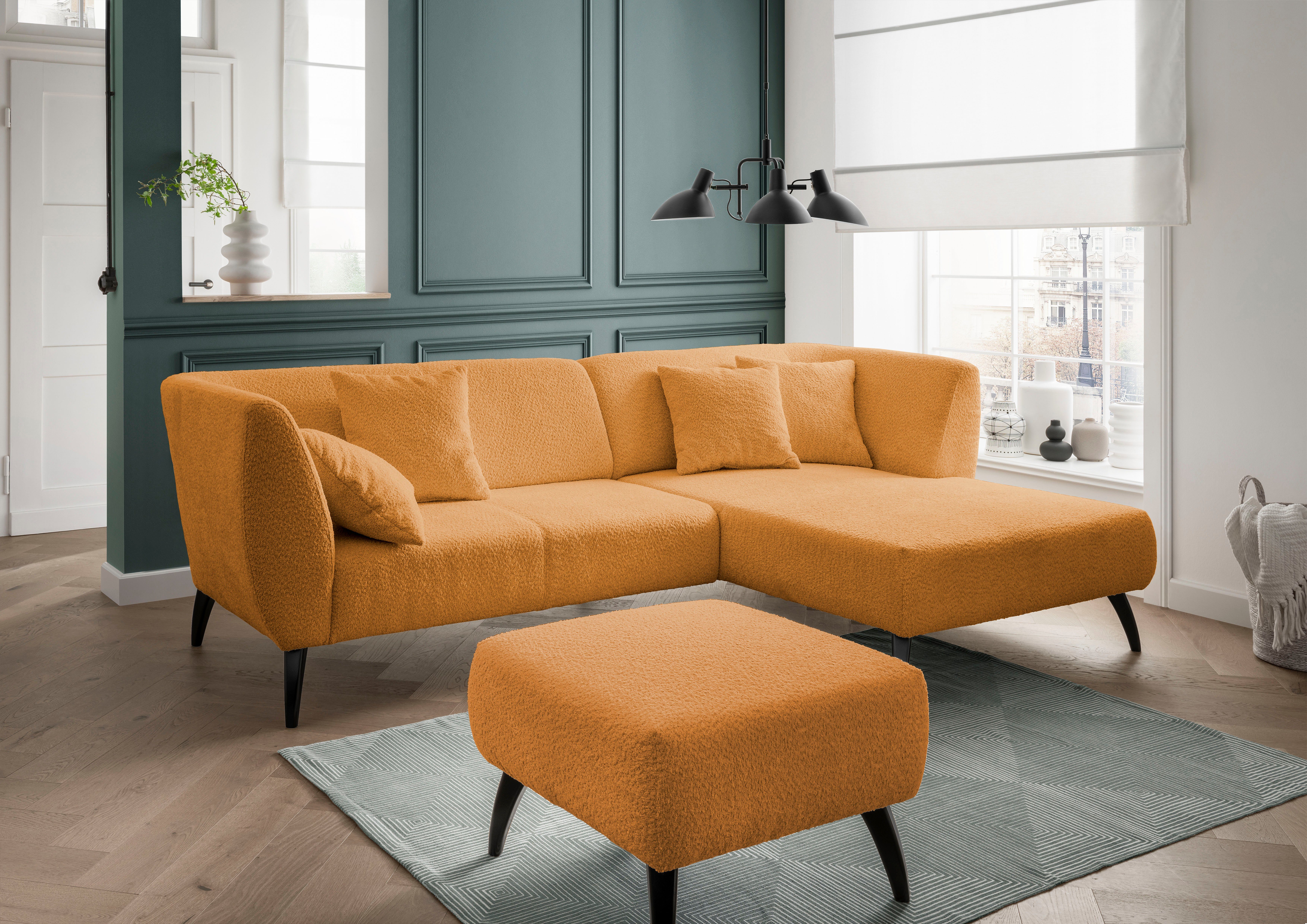 INOSIGN Hocker Colori Kleur houten poten naar keuze, verschillende stoffen, hoogwaardige stof