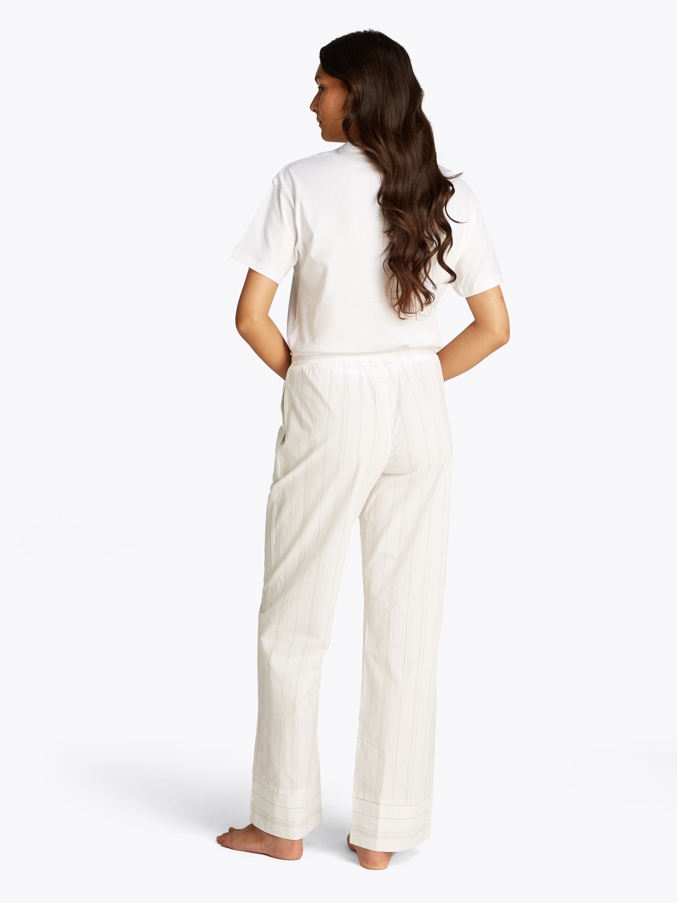 Tommy Hilfiger Underwear Loungebroek POPLIN PANTS met streepjespatroon, logo-bund