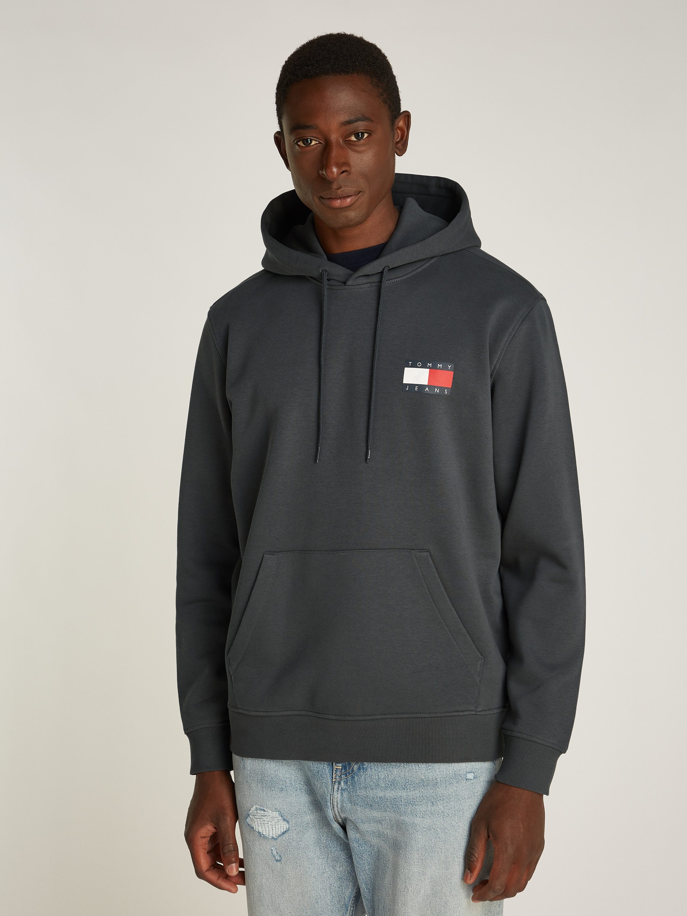 Tommy Jeans Plus Hoodie TJM REG ESSENTIAL FLAG HOOD EXT heren hoodies maat 4XL grijs
