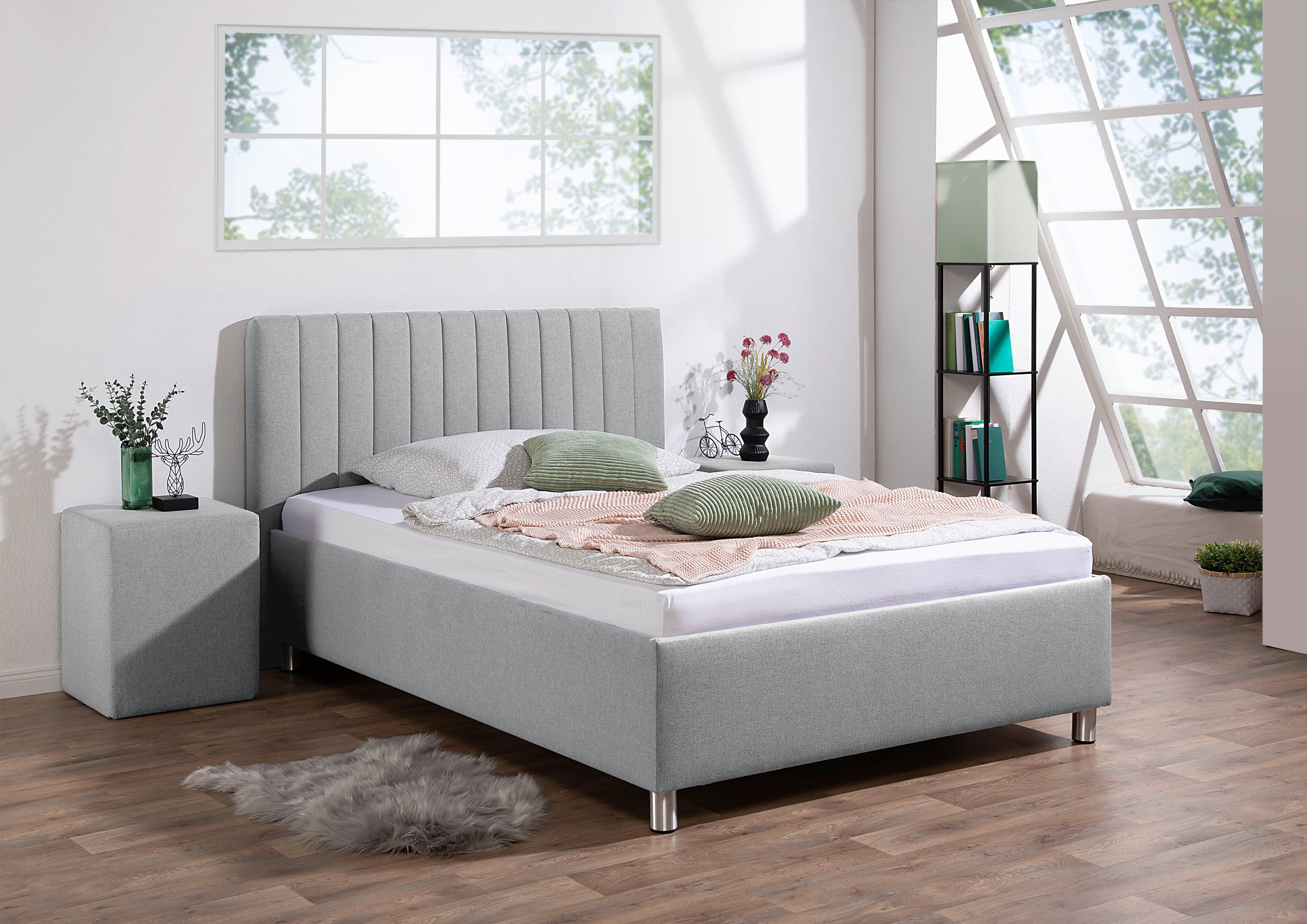 Maintal Gestoffeerd bed Kieferwald met bedlade, optioneel met bonnell- of pocketveringmatras