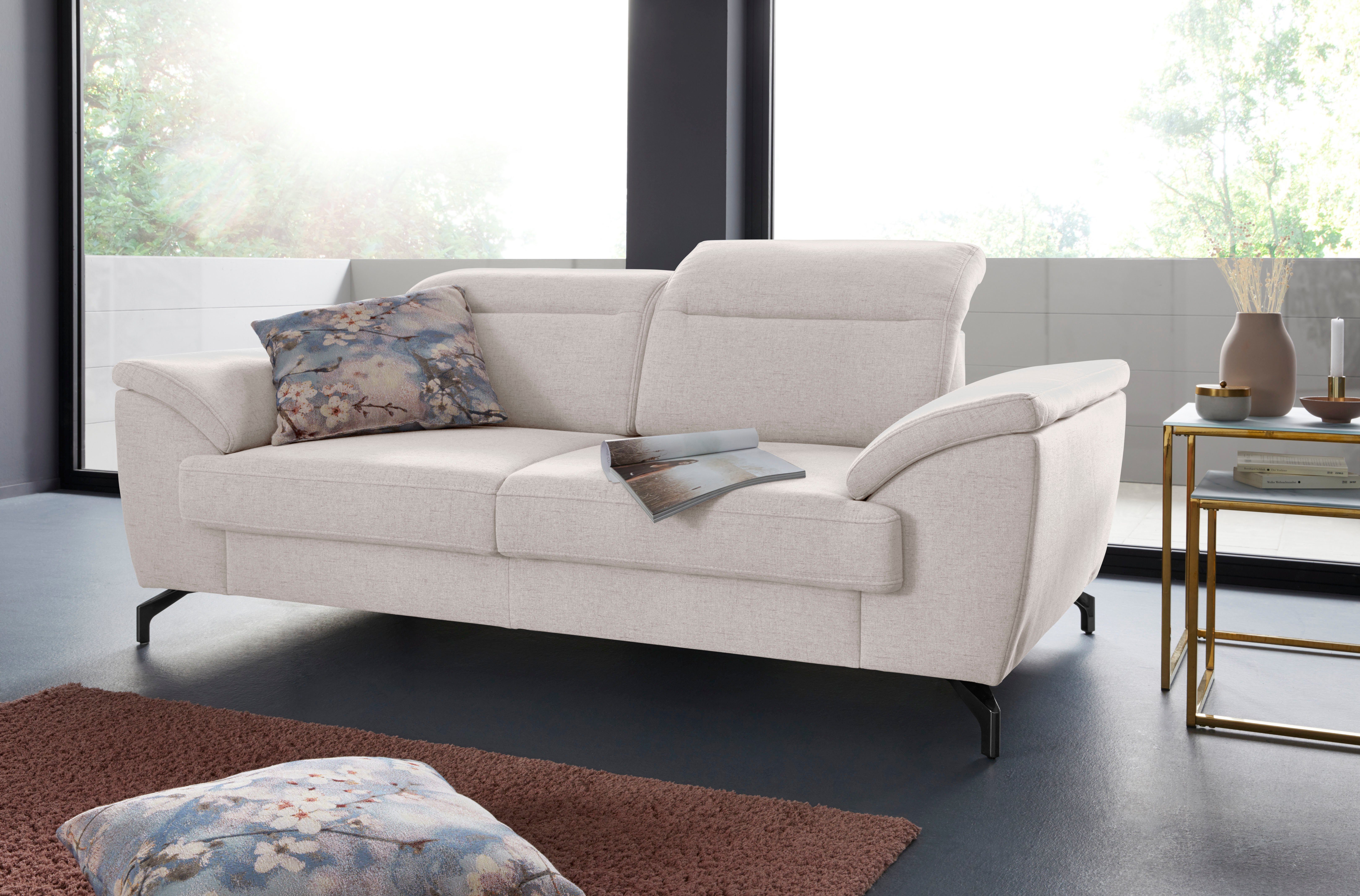 sit&more 2-zitsbank Percy 12 cm poothoogte, zitdiepteverstelling, naar keuze verstelbare hoofdsteun