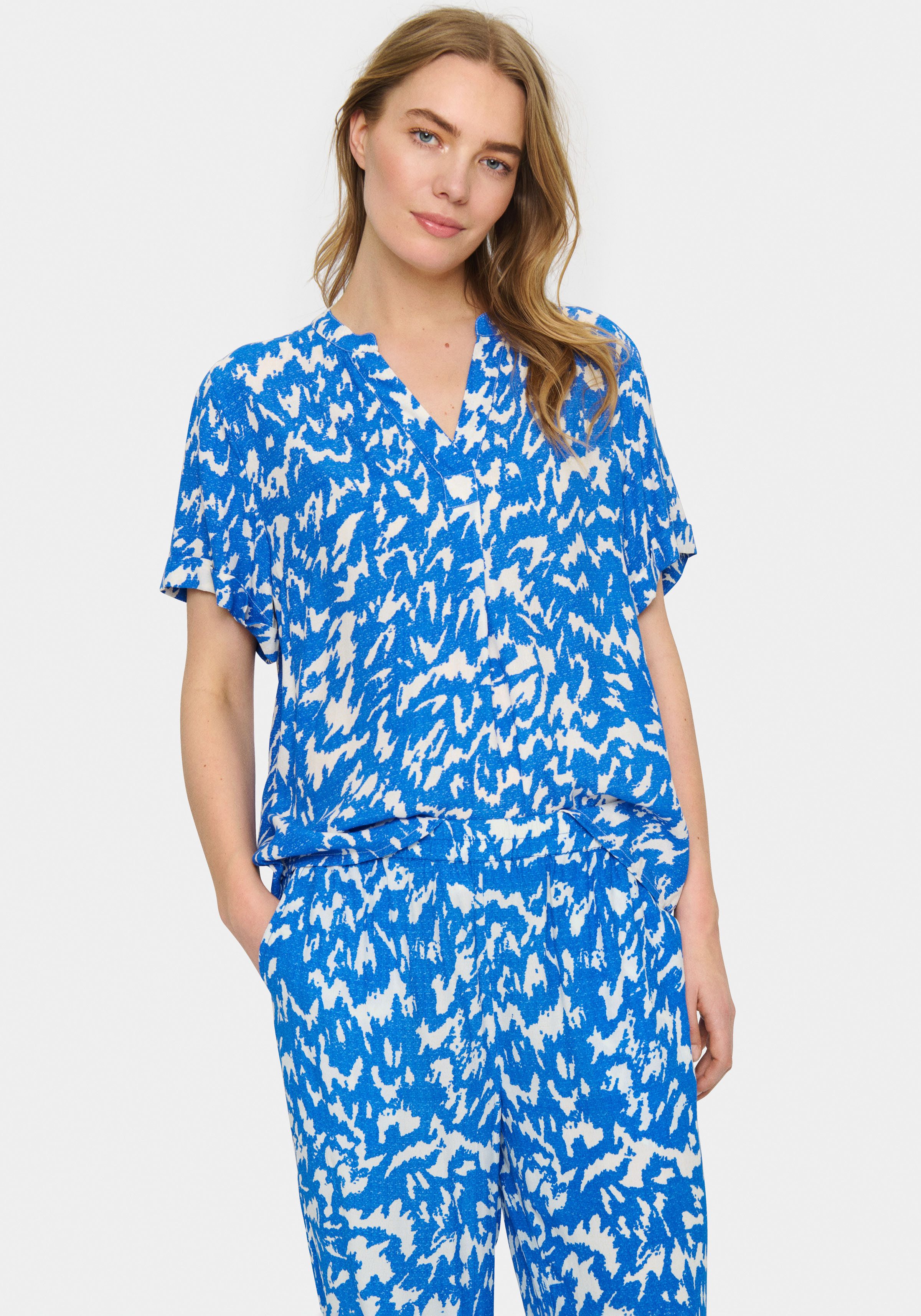 Saint Tropez Shirt AgnesSZ SS top dames t-shirts maat S (36) blauw