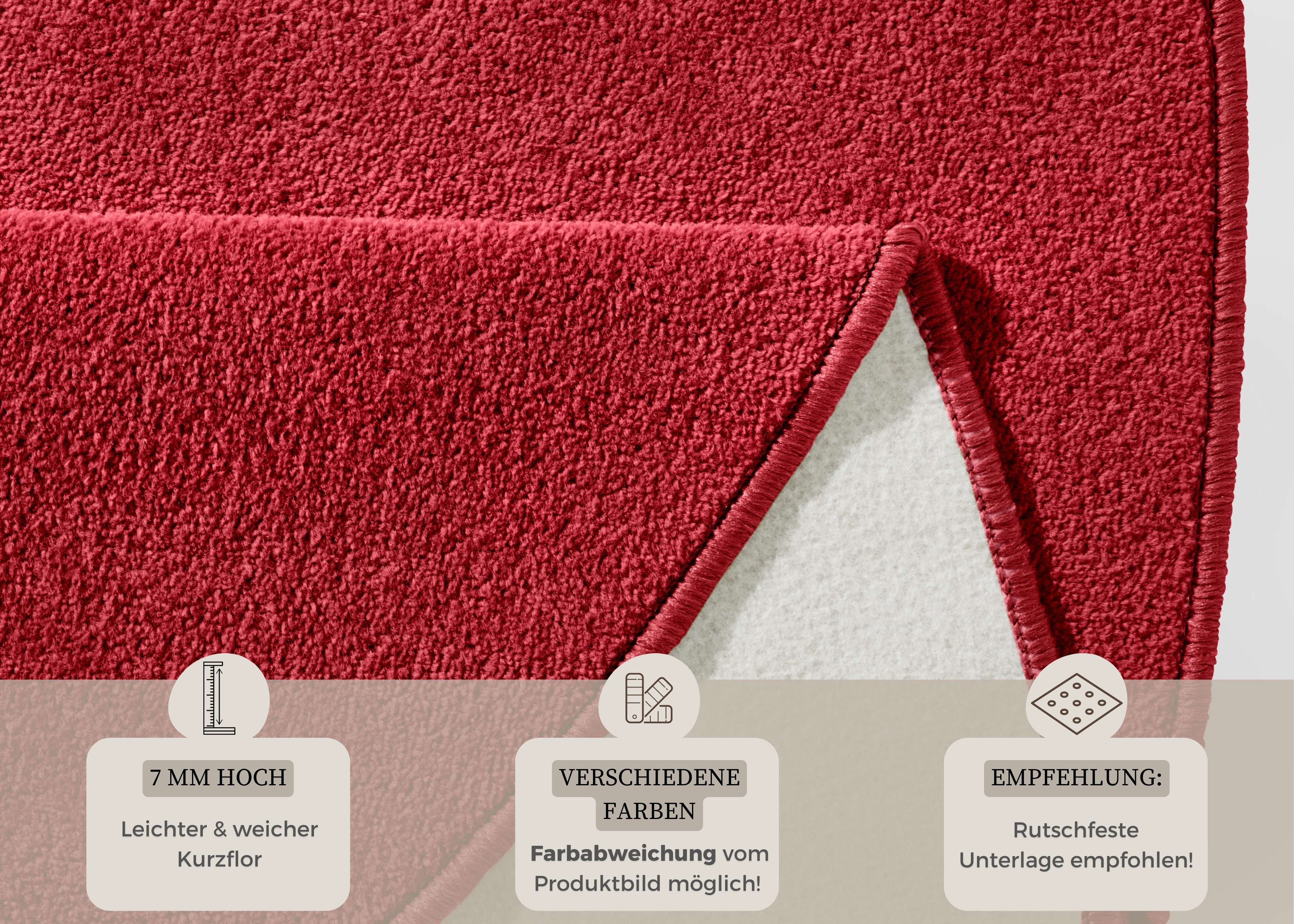 HANSE Home Vloerkleed Fancy Korte pool, zacht, uni, woonkamer, slaapkamer, eetkamer