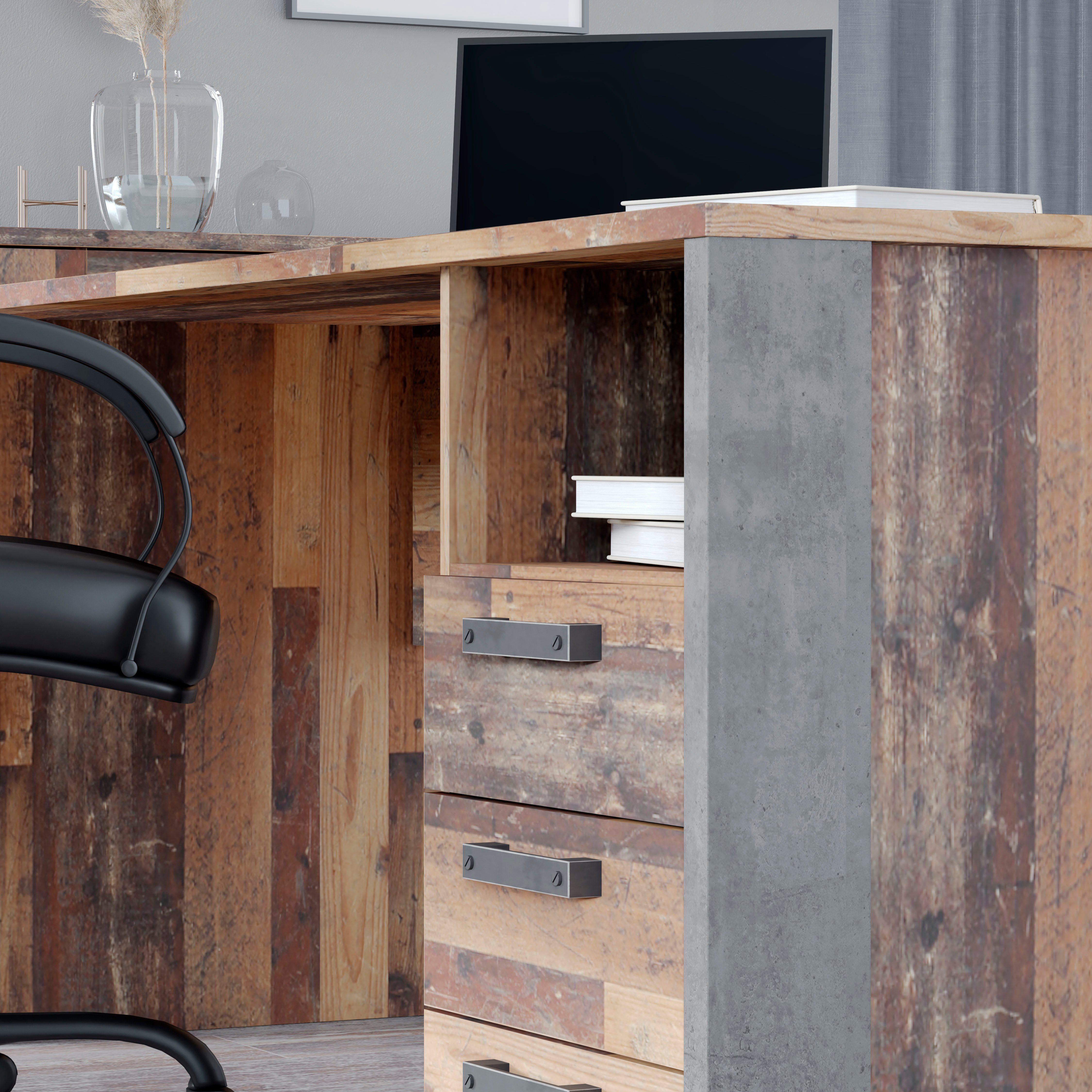FORTE Bureau Clif Computertafel met lades, industriële stijl, breedte 160 cm