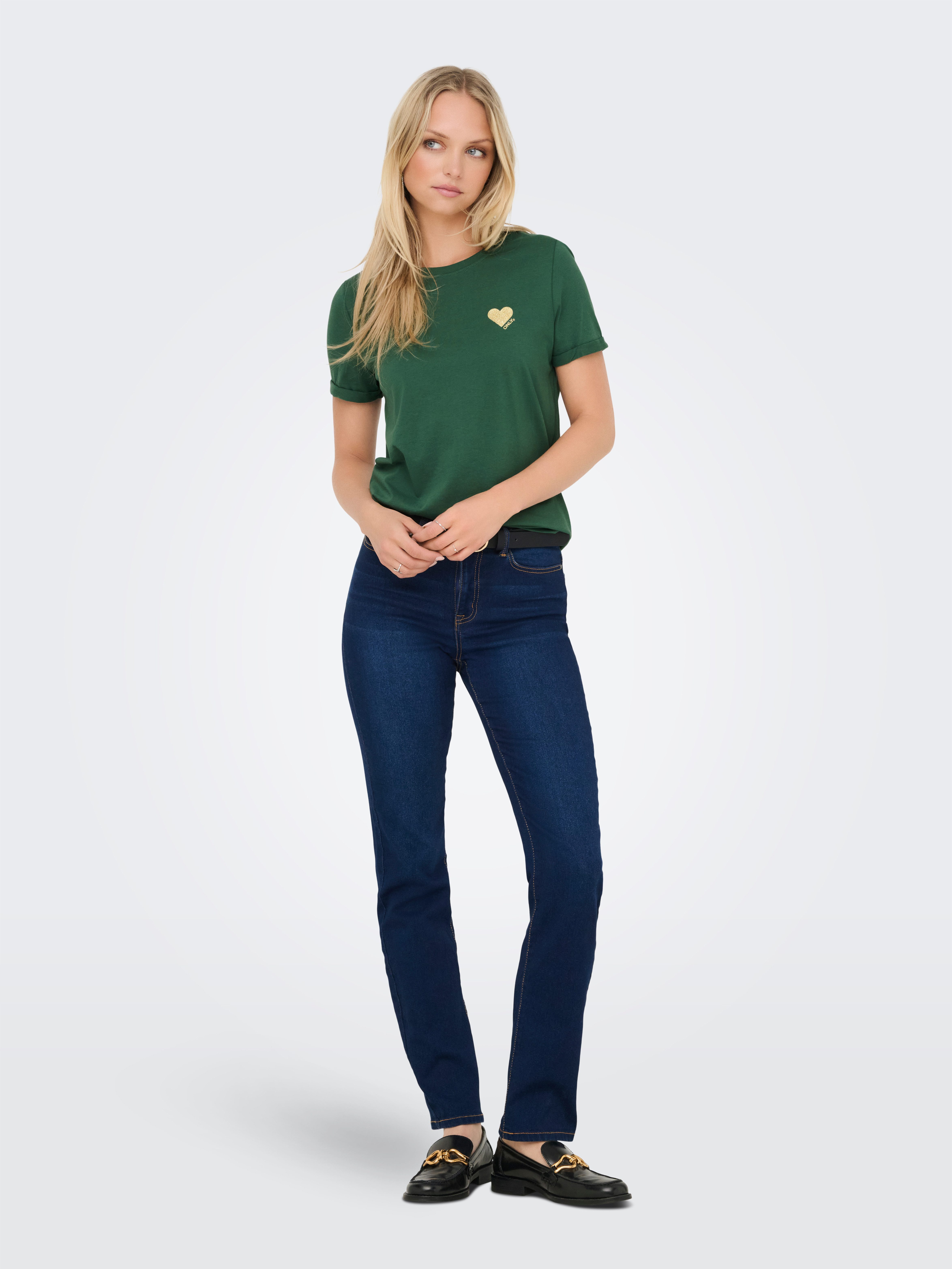 Only Shirt met korte mouwen ONLKITA S/S LOGO TOP NOOS