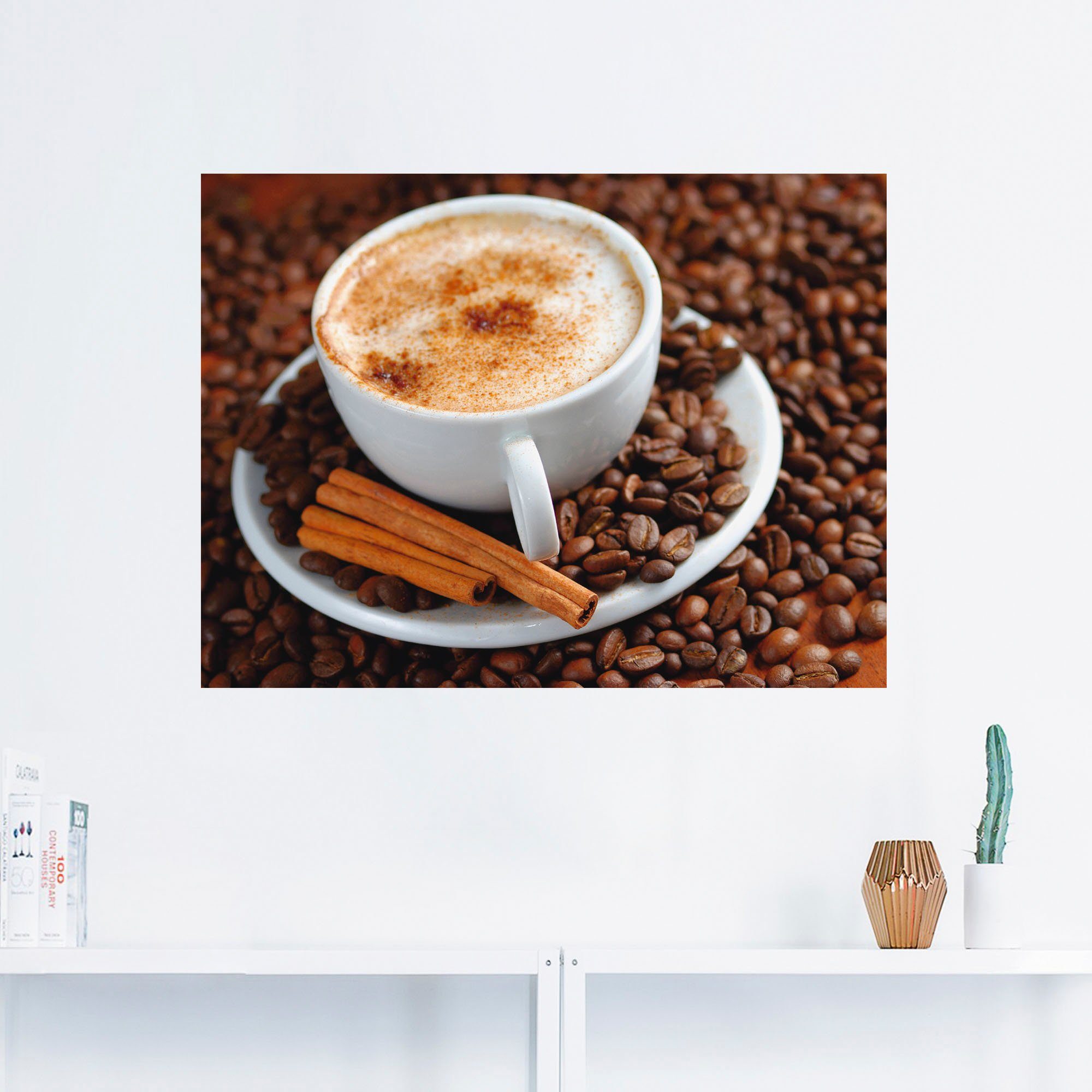 Artland Artprint Cappuccino - koffie als artprint van aluminium, artprint op linnen, muursticker, verschillende maten