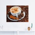 artland artprint cappuccino - koffie als artprint van aluminium, artprint op linnen, muursticker, verschillende maten bruin