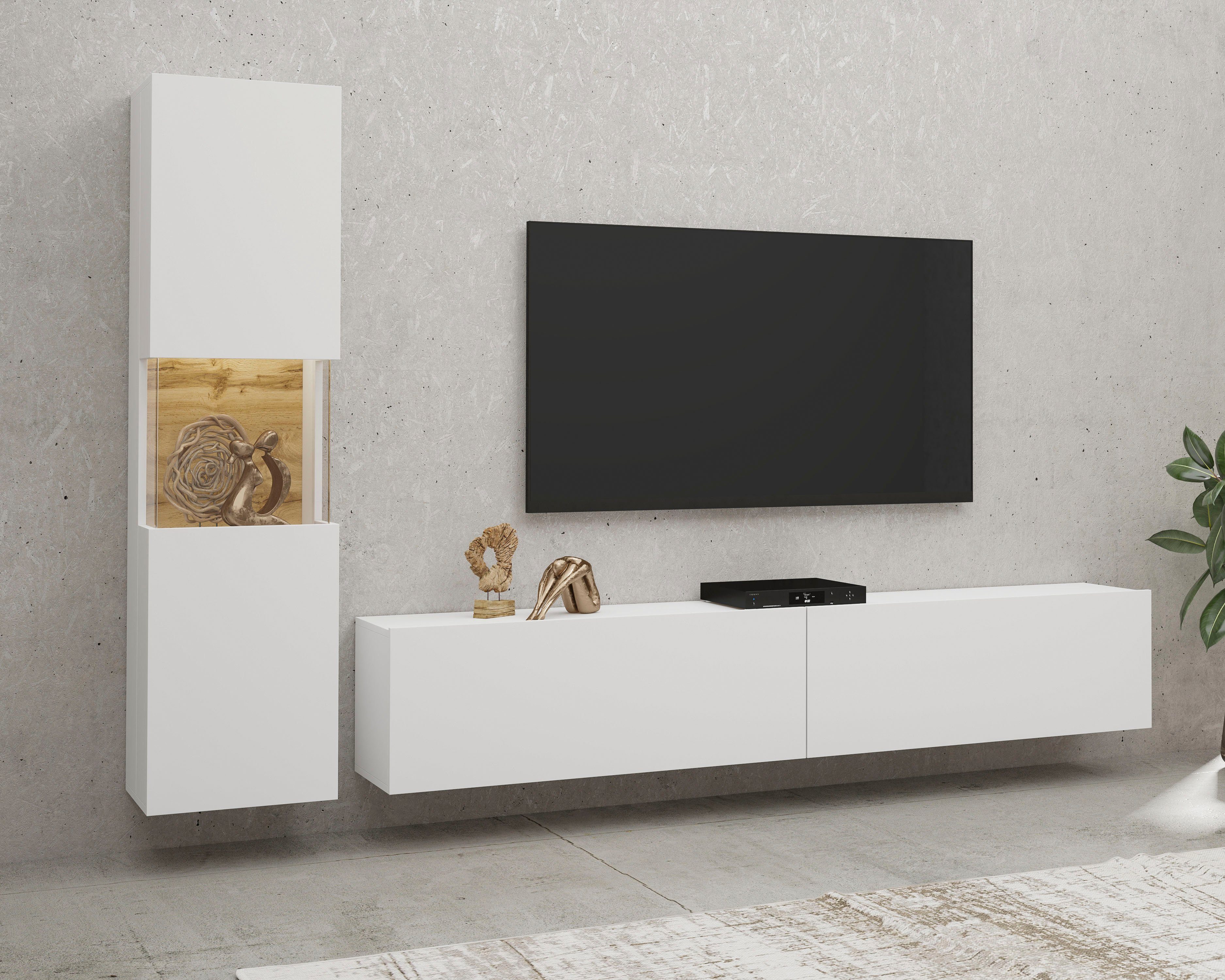 INOSIGN Wandmeubel Ava, woonkamer-set hangend/staand te monteren, vitrinekast, lowboard