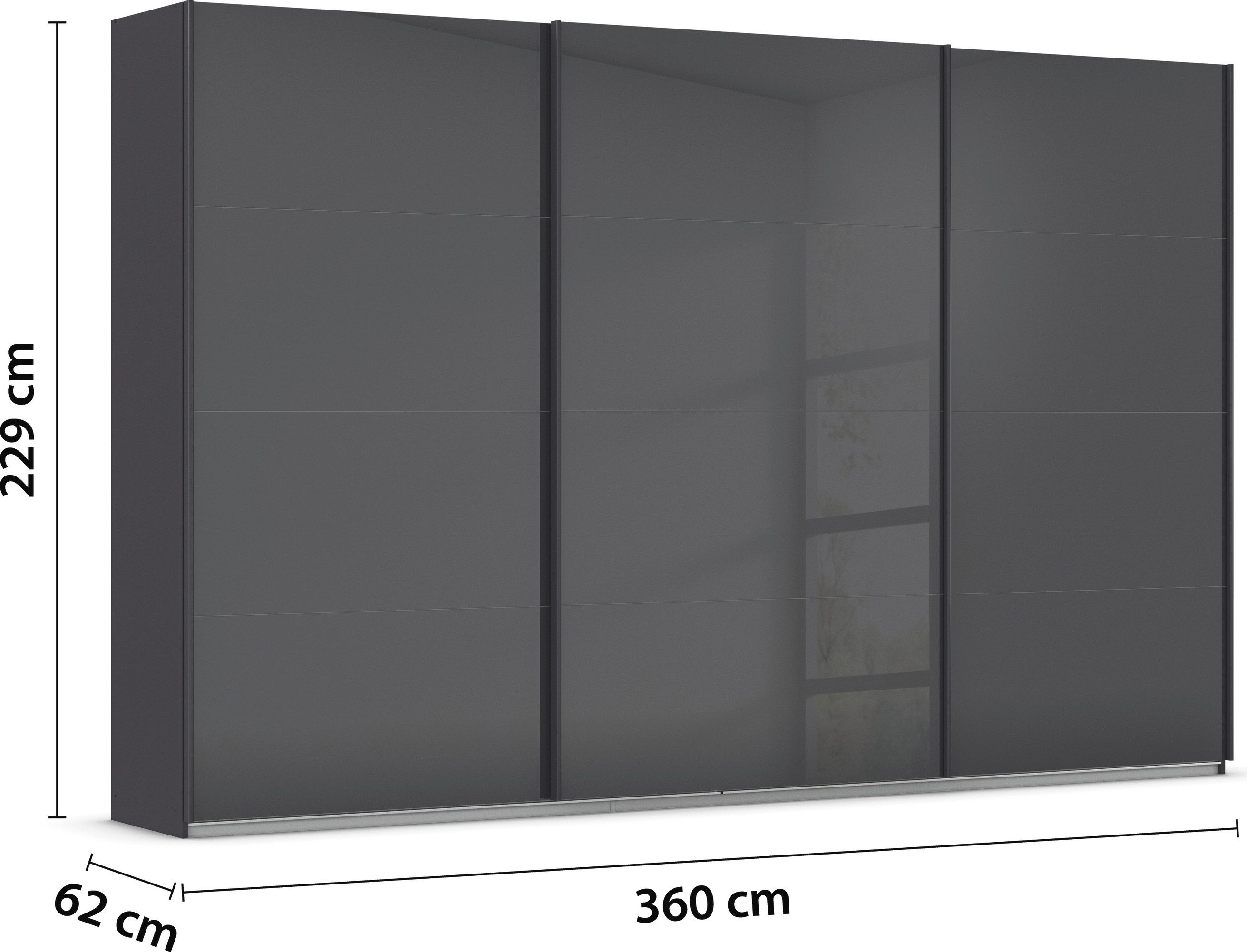 rauch Schuifdeurkast Kledingkast Kast Garderobe AGORDO met Glasfront doordachte binnenuitrusting, in 4 breedtes en 2 hoogtes made in germany