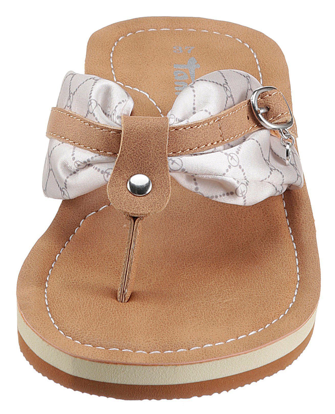 Tamaris Teenslippers Avril , zomerschoenen, flats, slippers met t-logo hanger