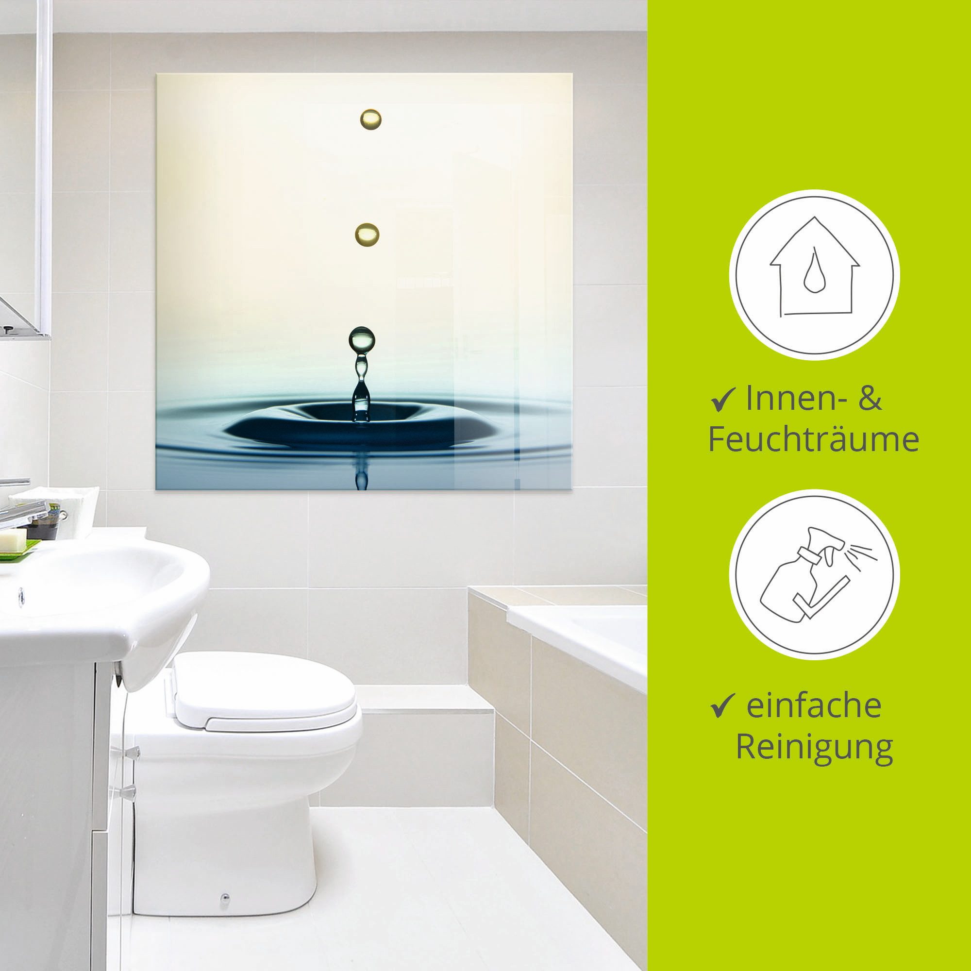 Artland Print op glas Druppel in verschillende maten