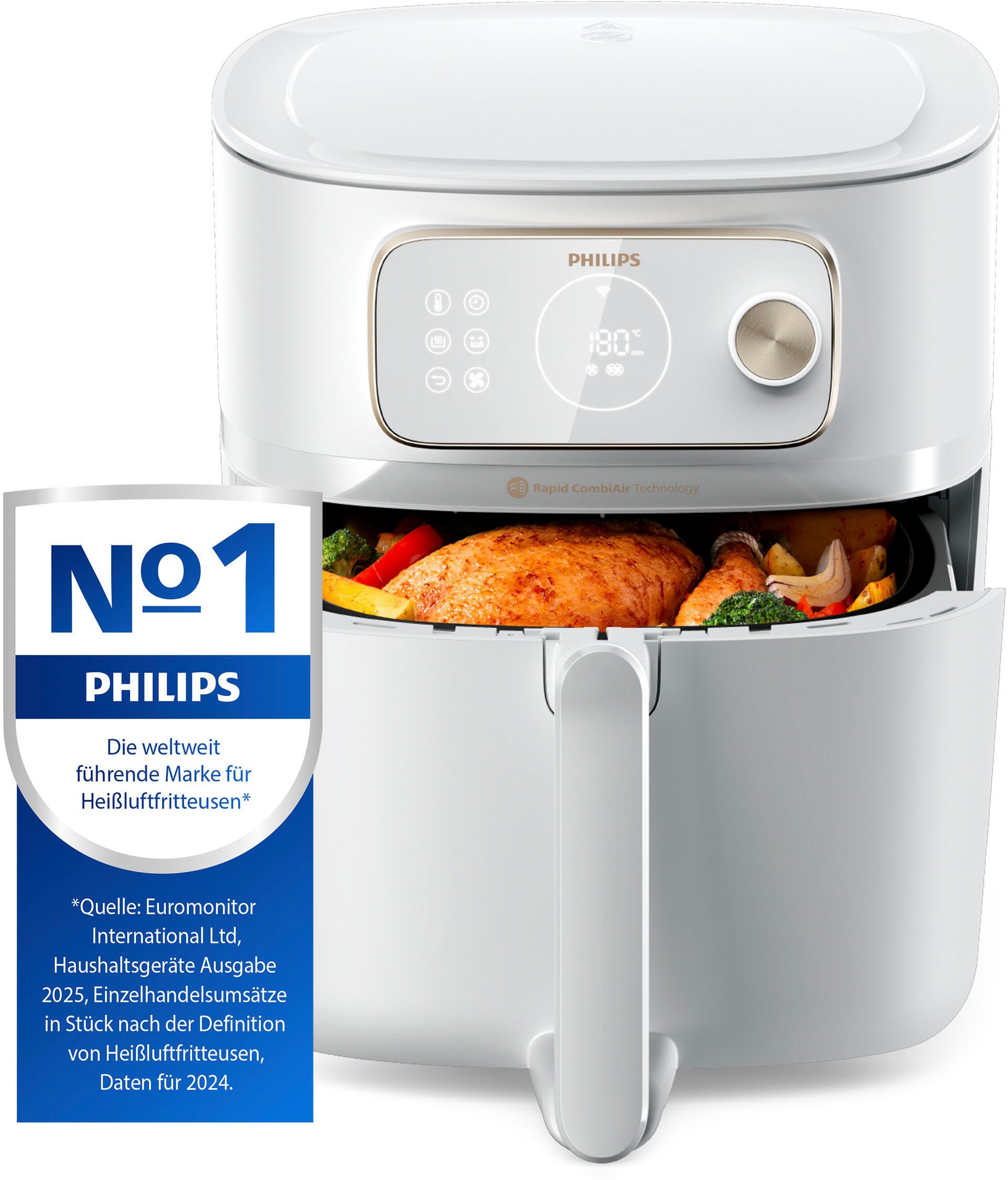 Philips Airfryer XXL Kombi HD9876/90, met 8,3 l, Rapid CombiAir technologie