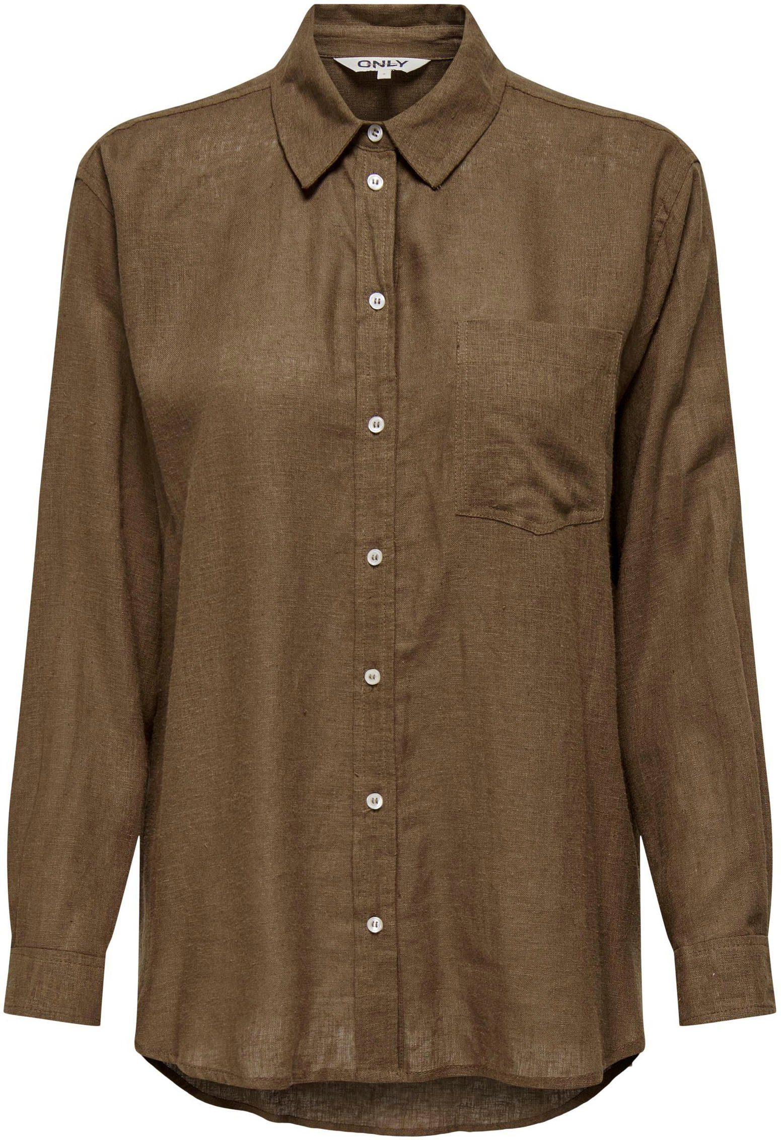 Only Lange blouse ONLTOKYO L/S LINEN BLEND SHIRT