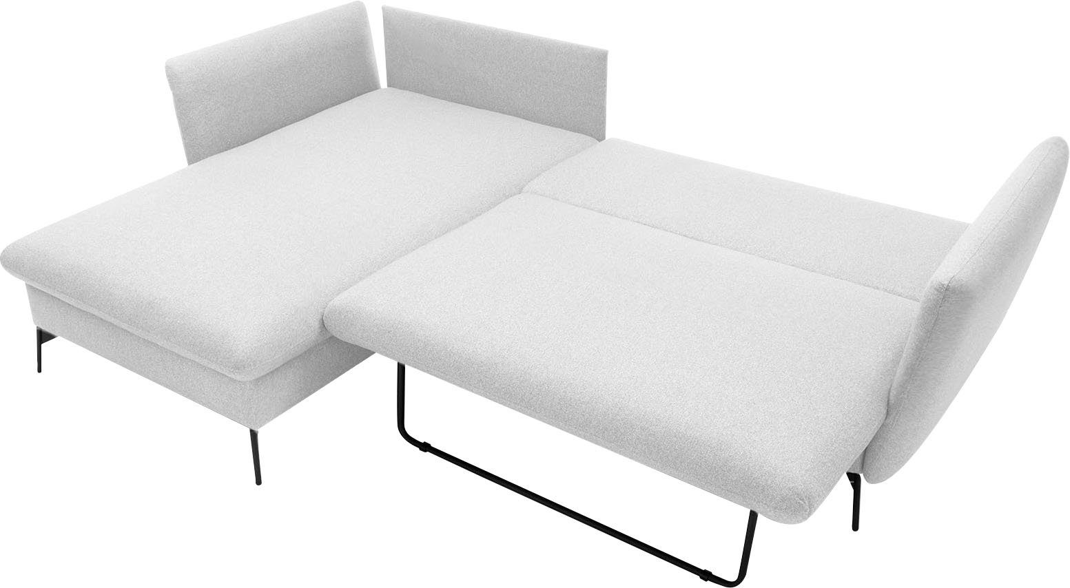 andas Hoekbank LIVORNO,258 cm, L-model, Slaapfunctie en bedlade (139/224 cm), fluweel, structuur, geweven stof