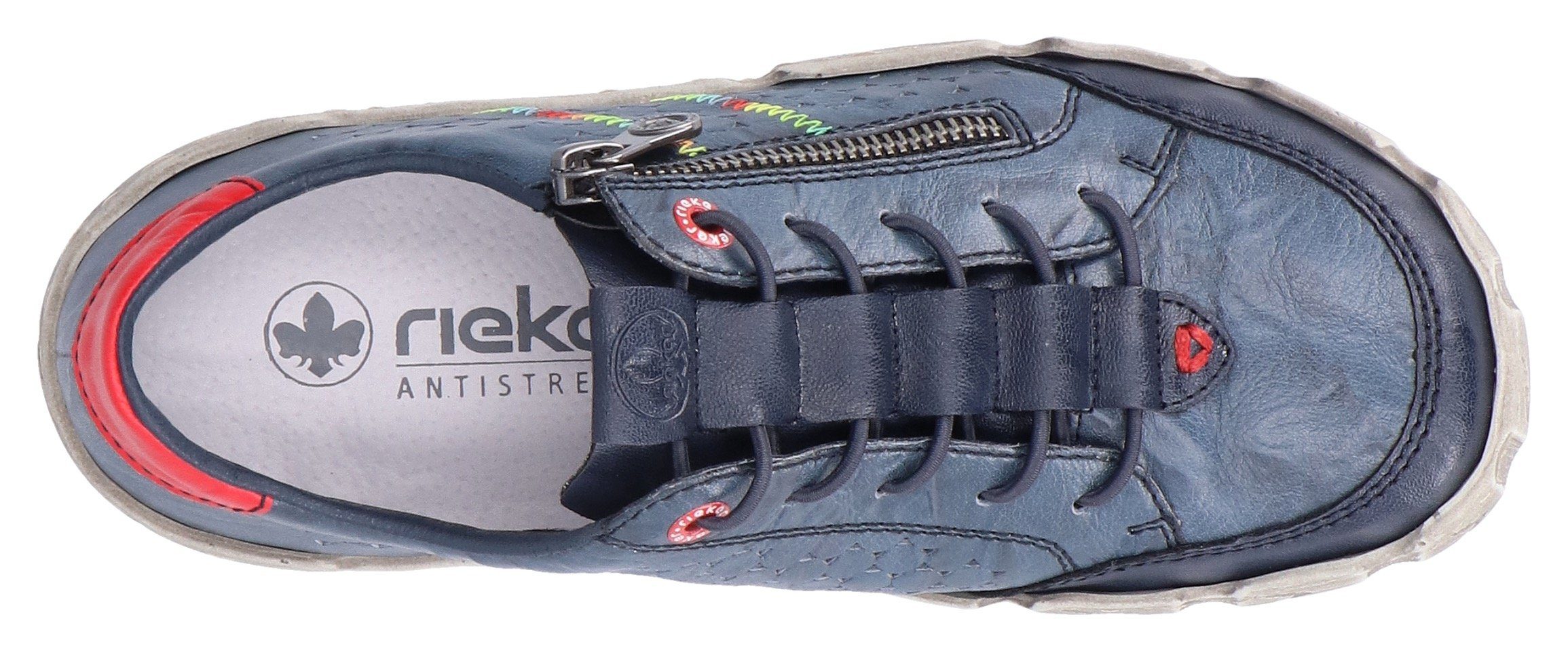Rieker Sneakers Vrijetijdsschoen, lage schoen, instapschoen, met kleurrijke siersteek