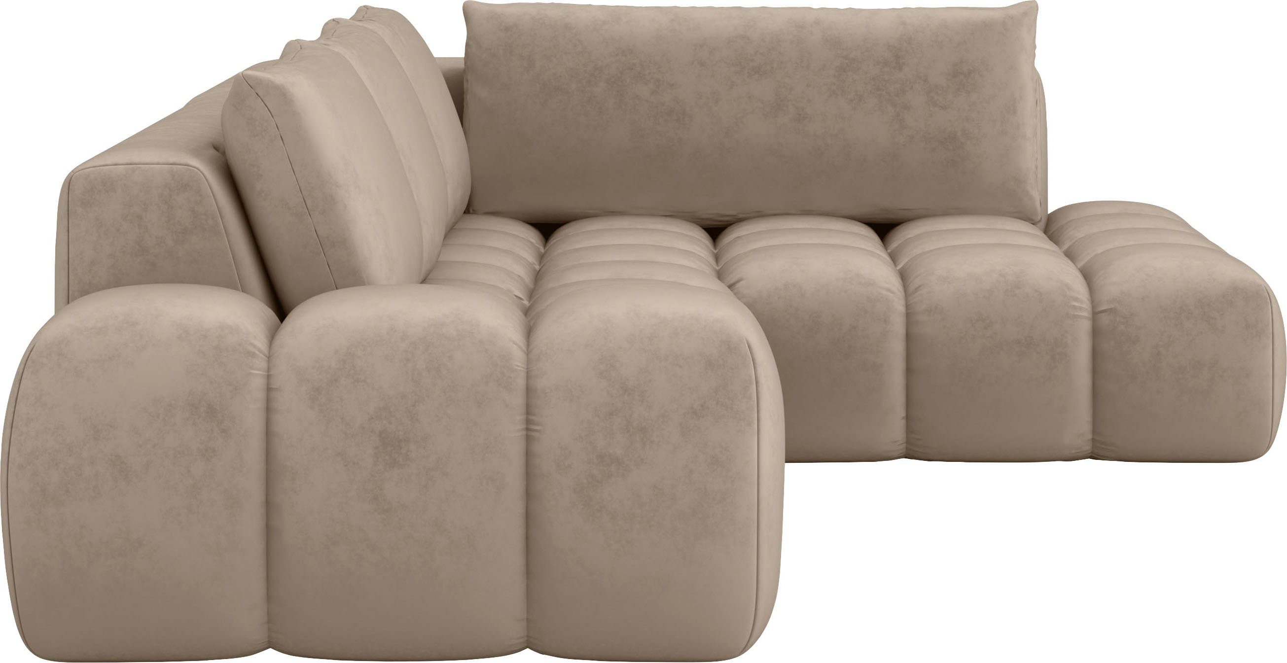 INOSIGN Hoekbank AZITA designsofa, elegant en comfortabel L-vorm, bubbel-look