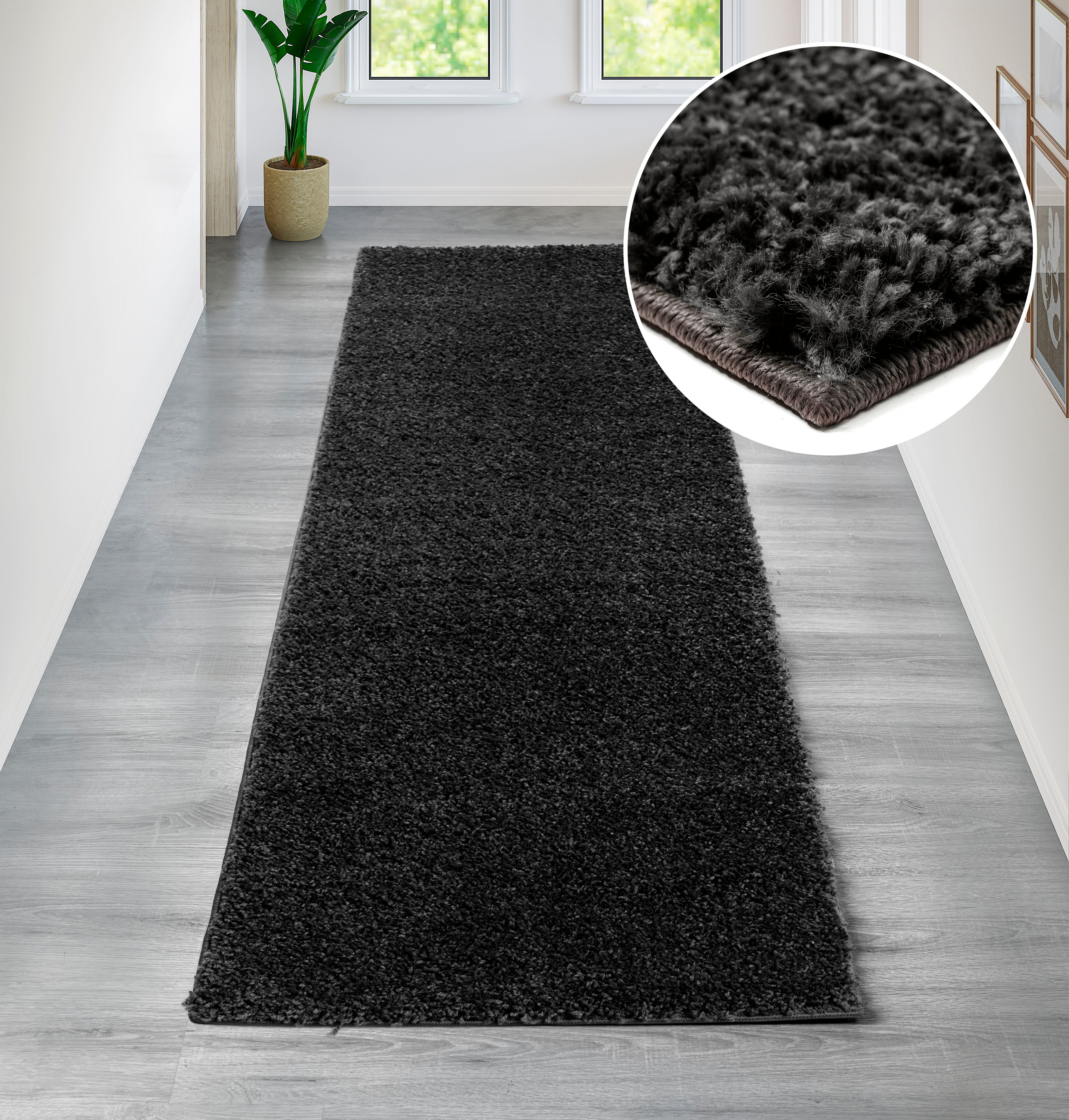 Bruno Banani Loper Shaggy Soft Loper, brug, geweven, unikleuren, bijzonder zacht lopers maat 80 cm x 250 cm x 30 mm grijs