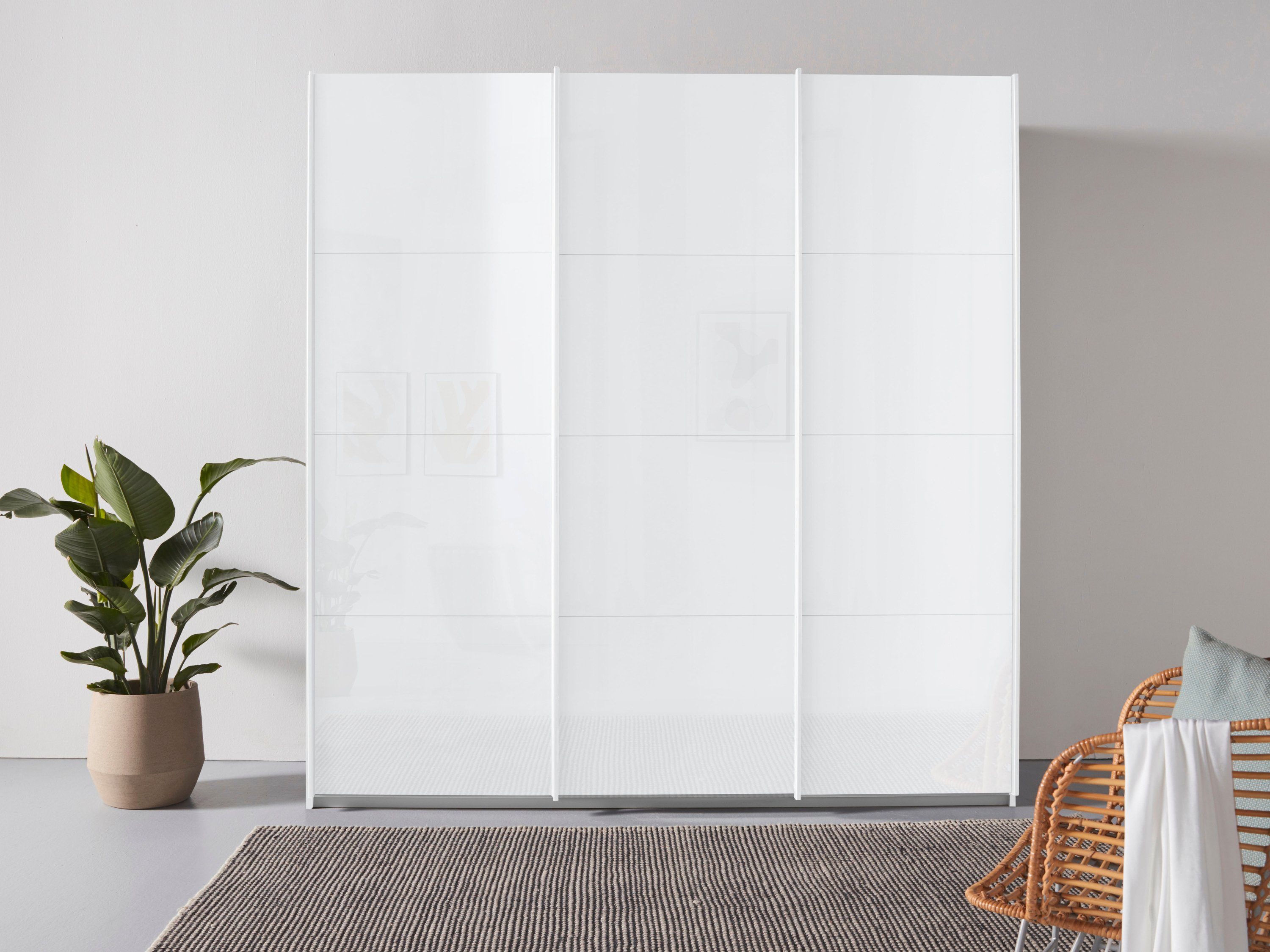rauch Zweefdeurkast Oteli in verschillende decor- en hoogglanskleuren zweefdeurkasten maat 203 cm x 210 cm x 68 cm wit