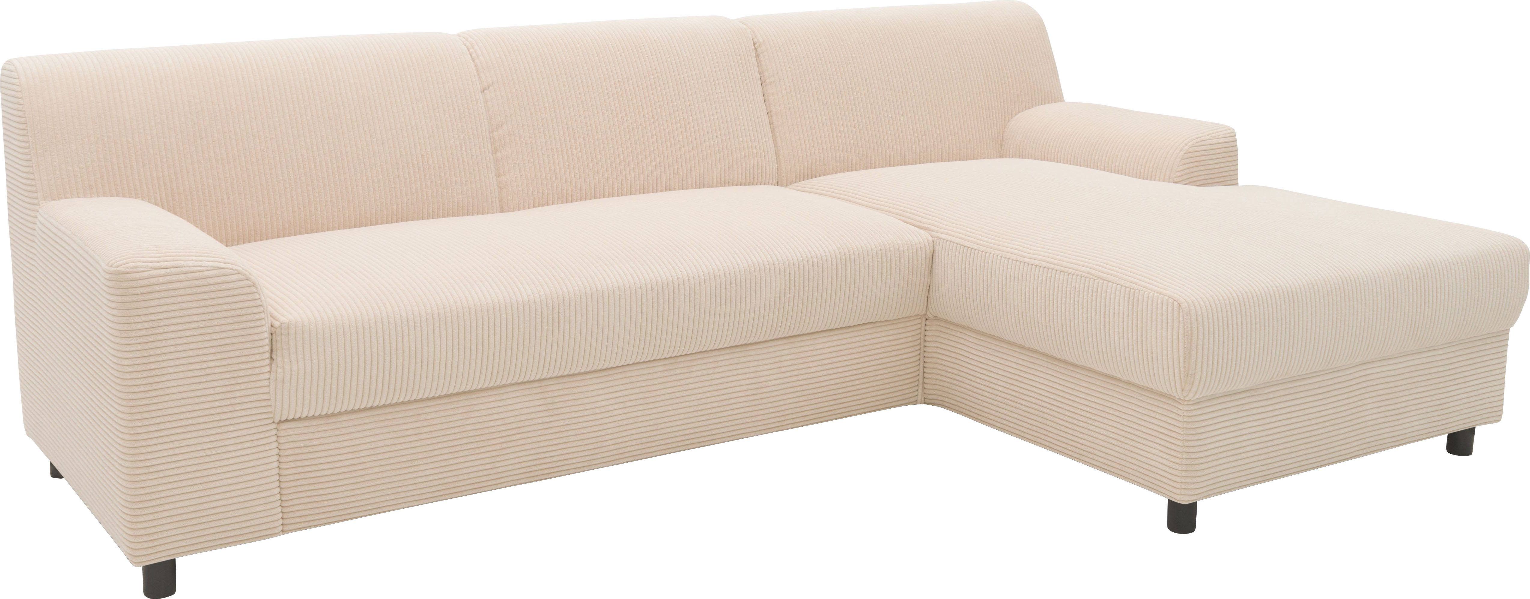 INOSIGN Hoekbank Turah 2, L-vorm, in Cord en waterafstotende microvezel, Vering B/D/H: 241/146/79 cm, incl. sierkussen, optioneel met bedfunctie