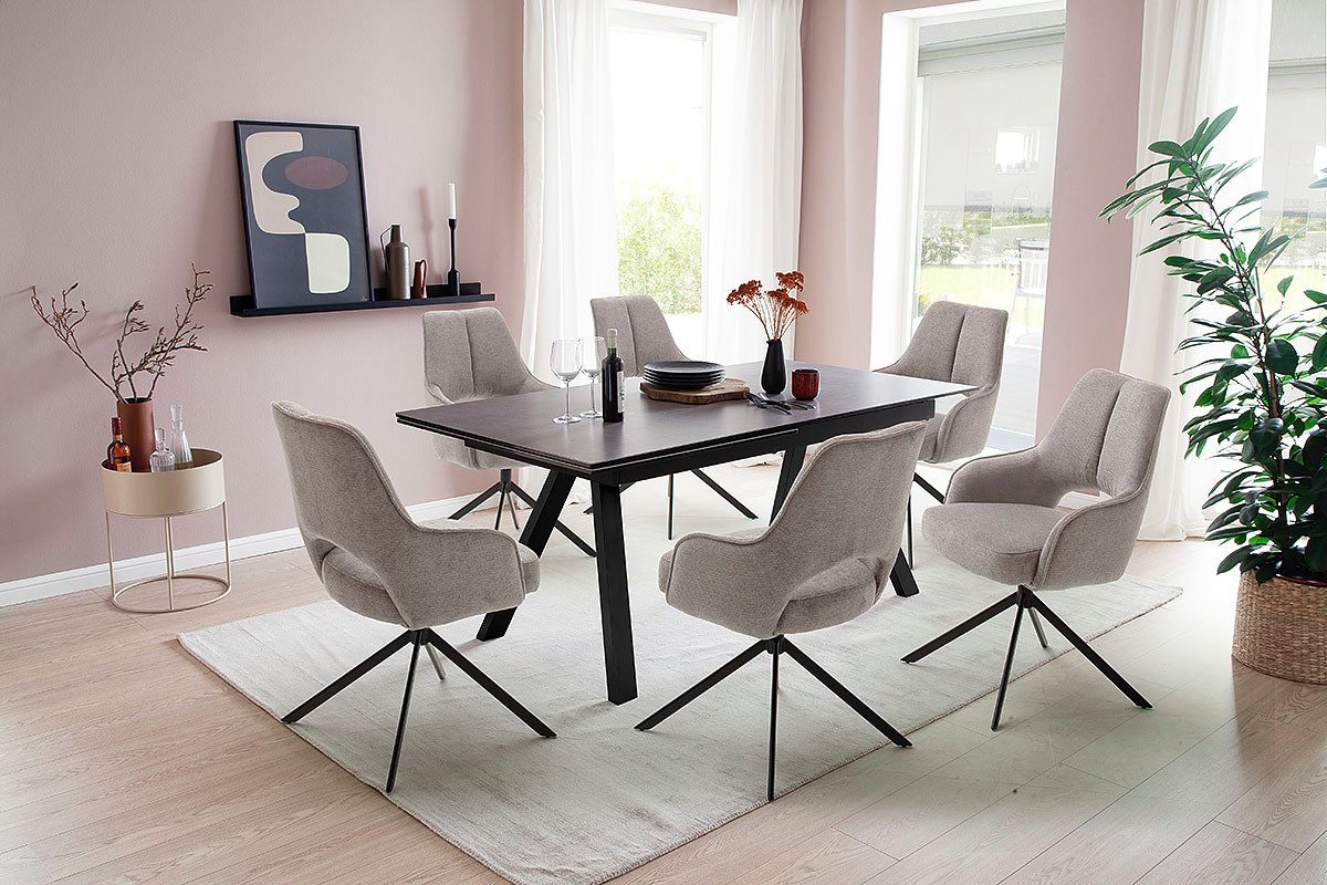 MCA furniture Eettafel TOBAGO uitschuiftafel 180-260 cm Keramiek, metaal, uitschuifbaar, tafelblad 13 mm