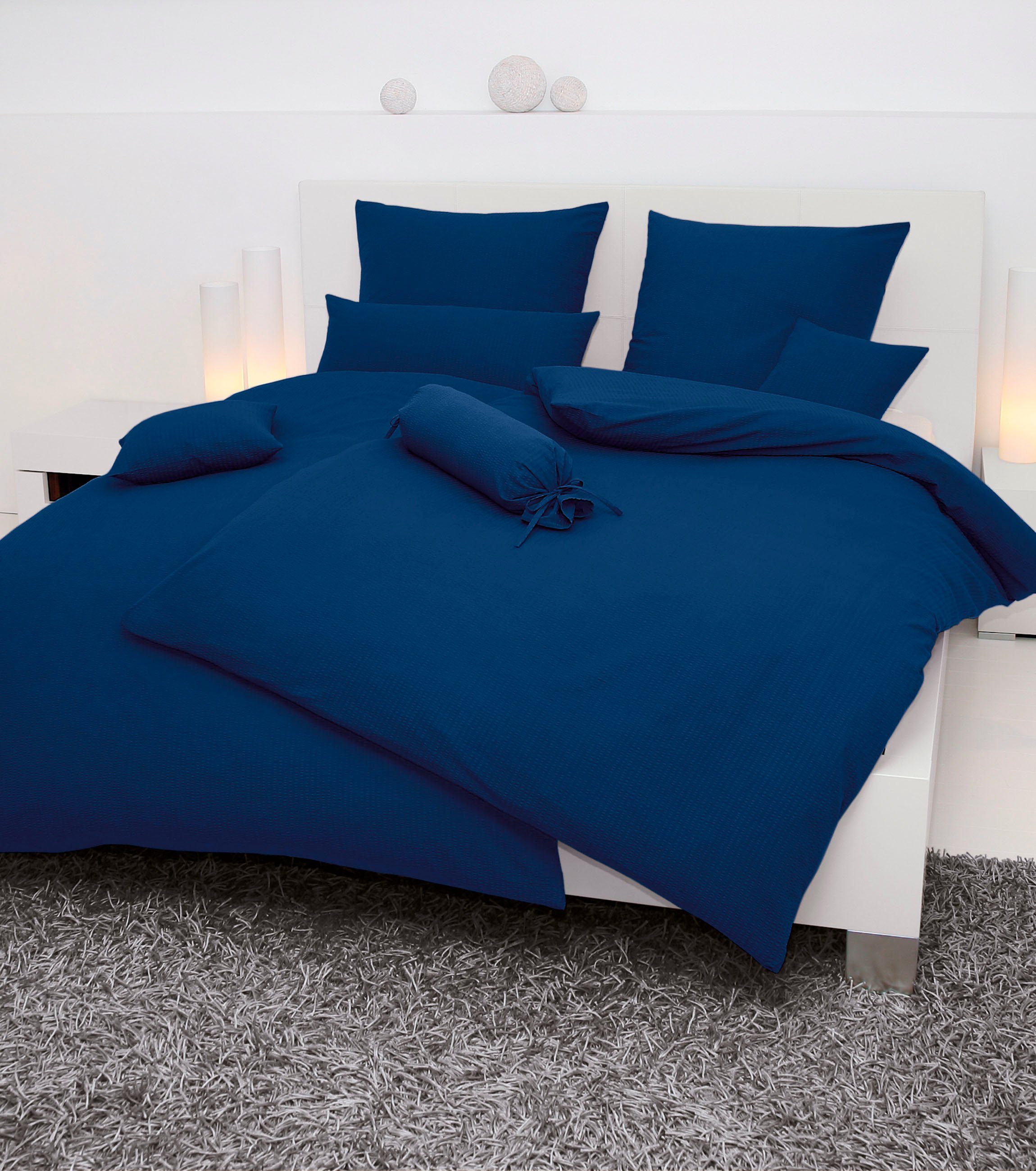 Janine Overtrekset PIANO 0125 met rits, 100% katoen, met geweldige structuur, premium dekbedovertrekken maat 1x 240x220 cm blauw