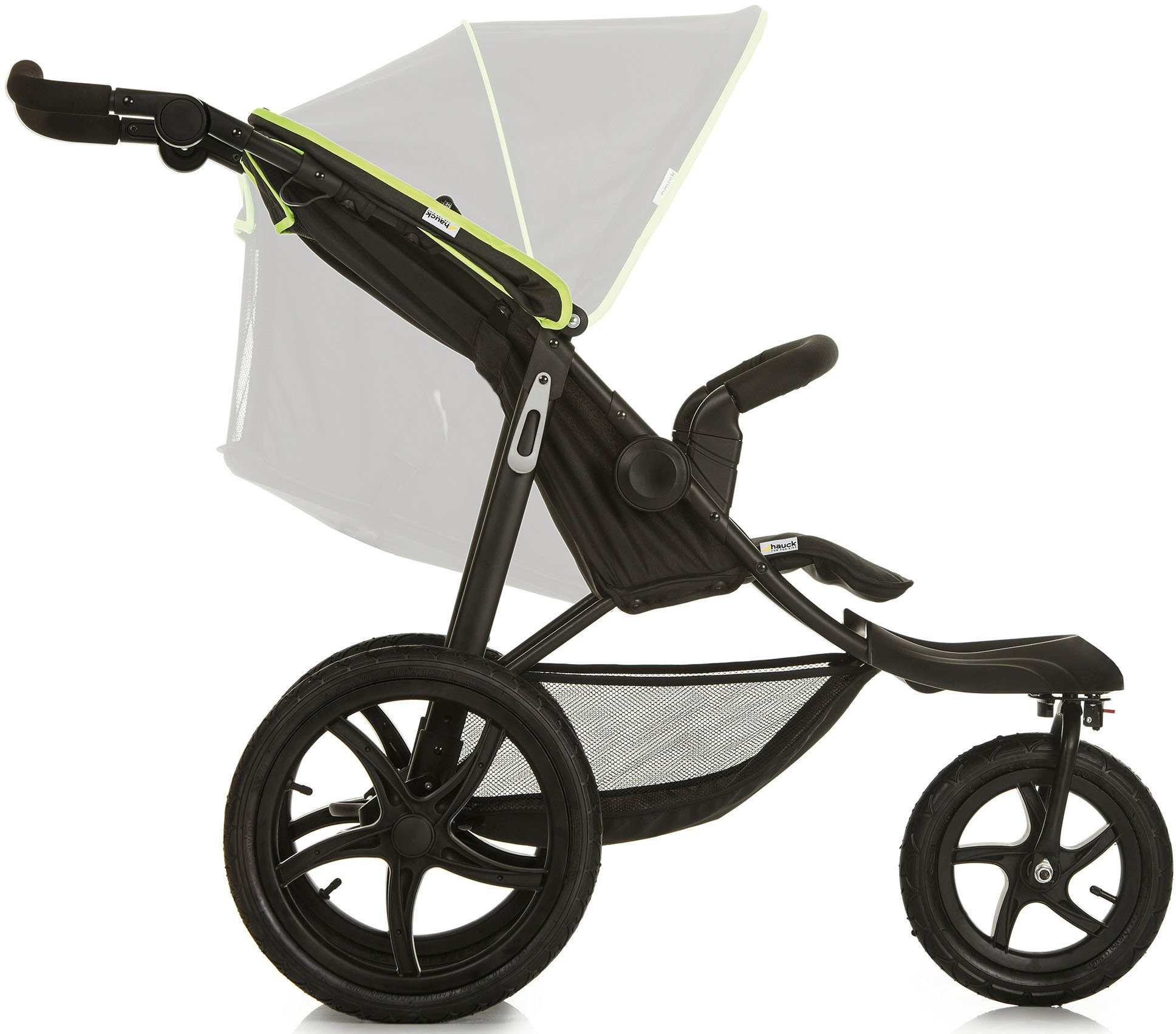 Hauck Kinderwagen met drie wielen Runner black/neon yellow met draaibaar en vergrendelbaar voorwiel