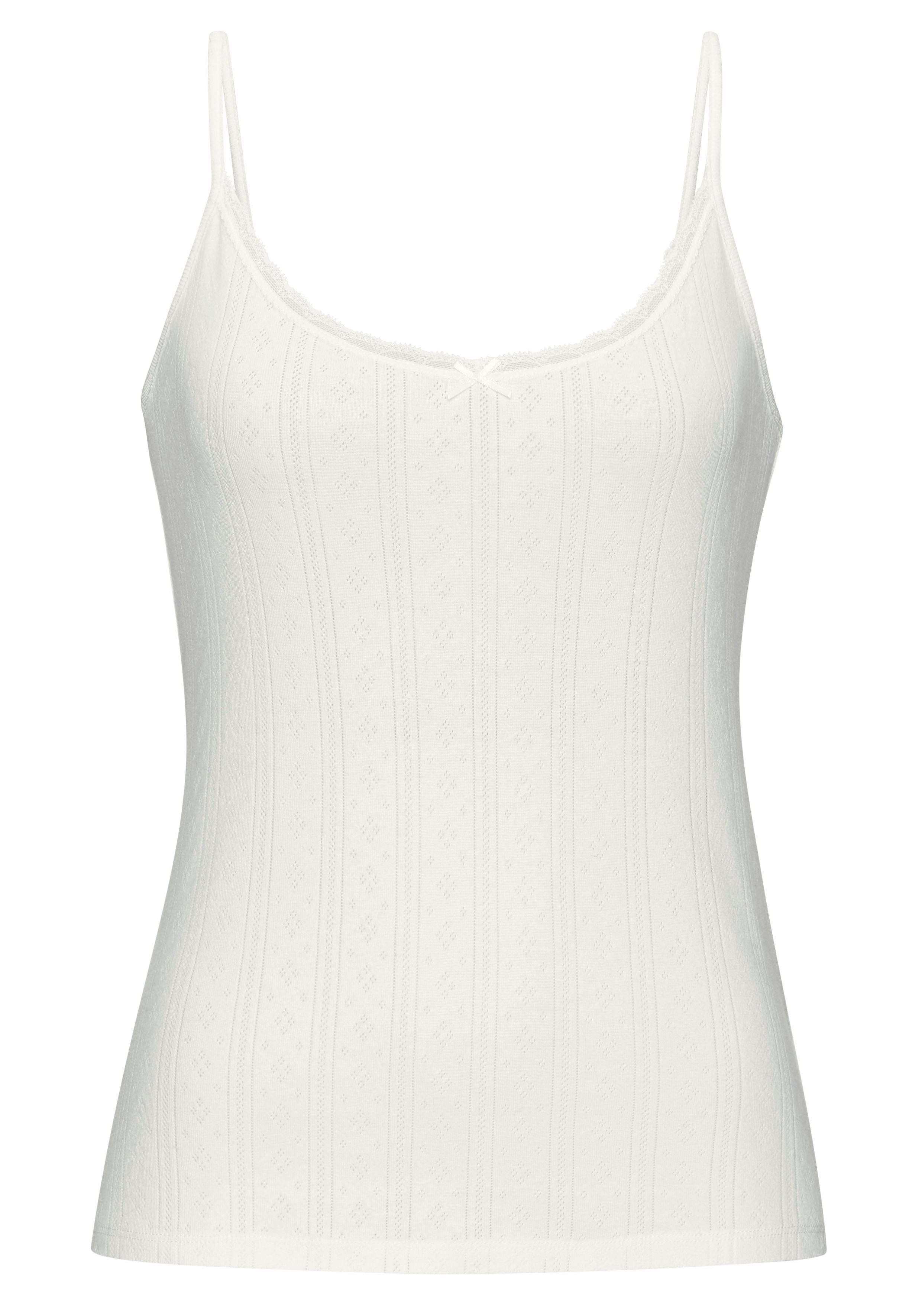 Vivance Top met spaghettibandjes van zacht pointelle-breisel met kant (Set van 2)