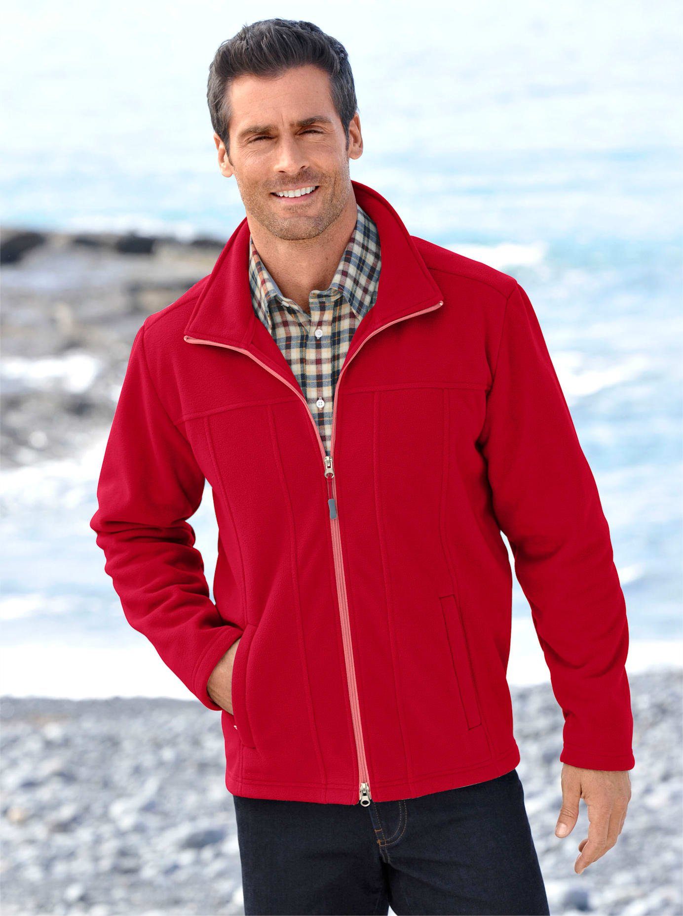 Classic Fleecejack heren fleece vesten maat 54 rood