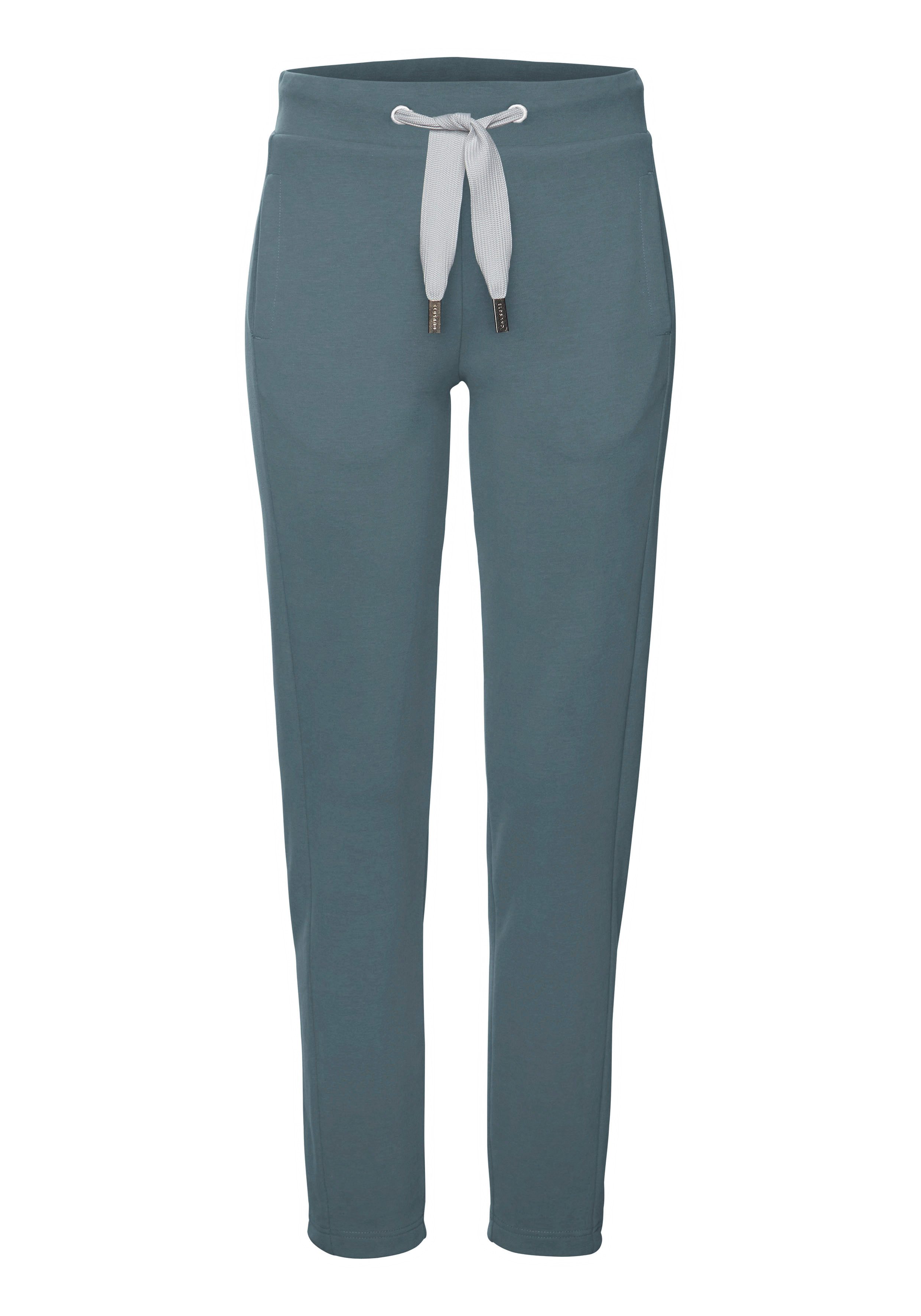 Elbsand Sweatbroek met logoprint achter joggingbroek met trekkoord en zakken