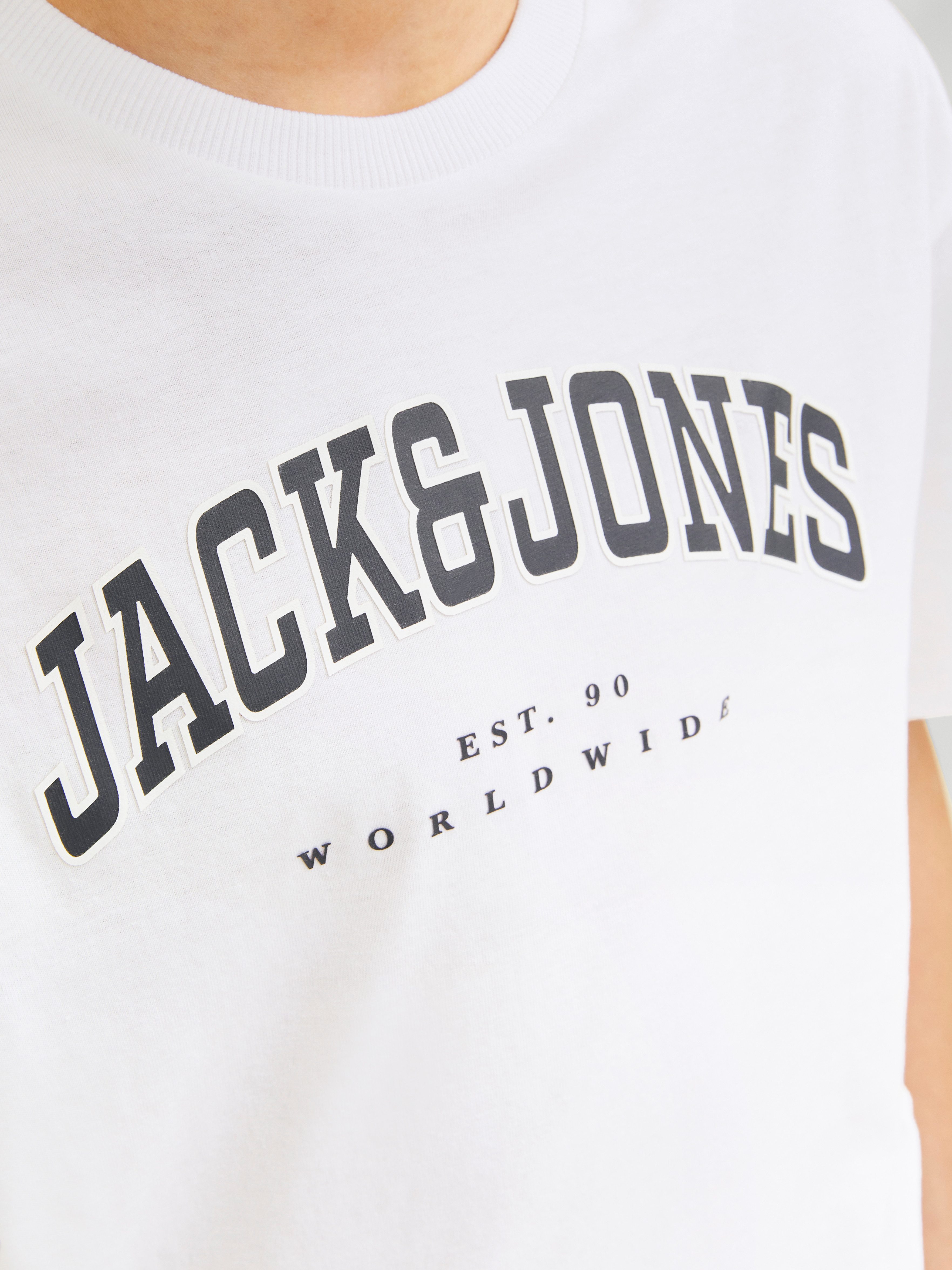 Jack & Jones Junior Shirt met ronde hals JJECALEB VARSITY TEE SS O-NECK NOOS JNR