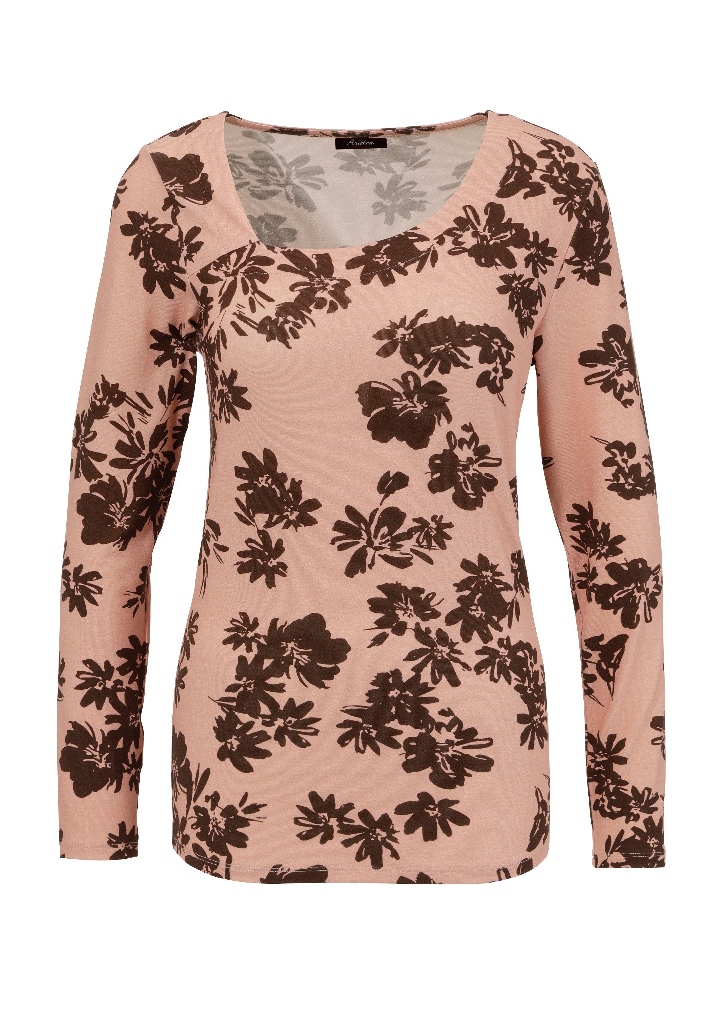 Aniston CASUAL Shirt met lange mouwen met asymmetrische ronde halslijn