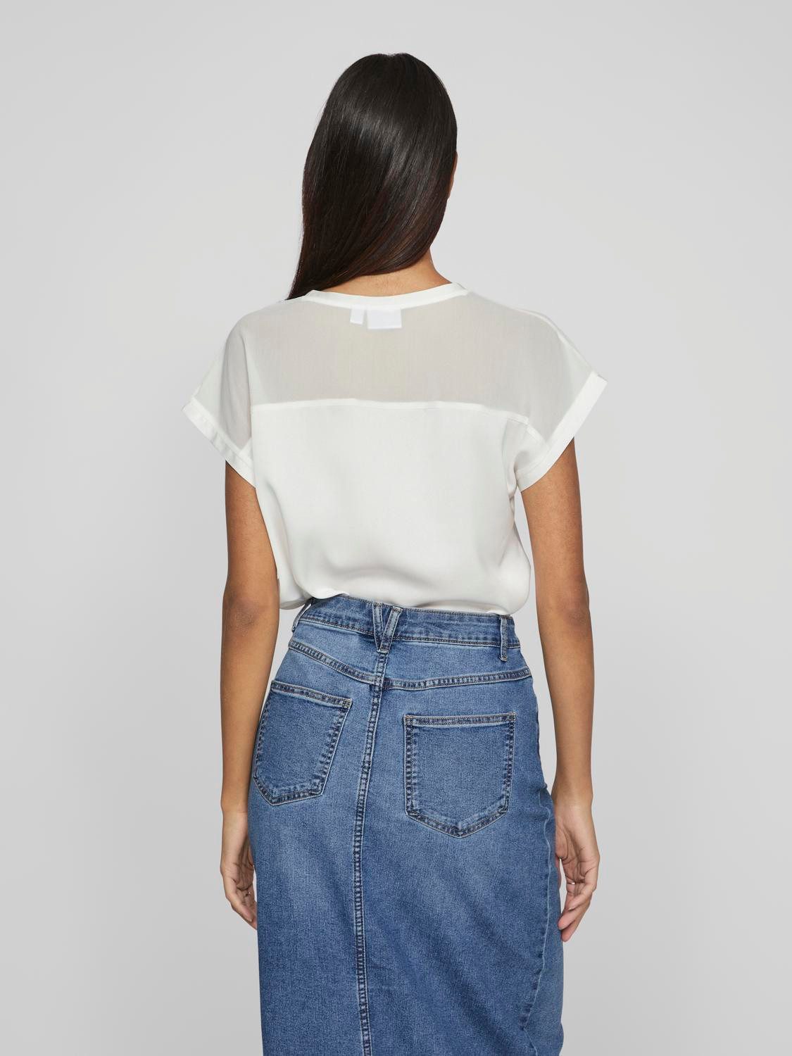 Vila Shirt met korte mouwen VIELLETTE O-NECK S/S MESH TOP - NOOS