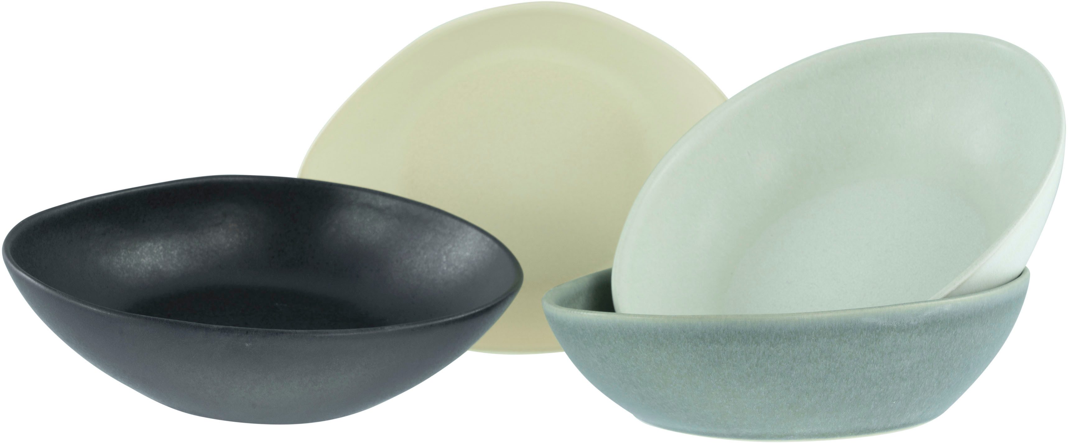 CreaTable Serveerschaal Pietra Slakom, snackschaal, elk exemplaar is uniek, made in Europe (set, 4-delig)
