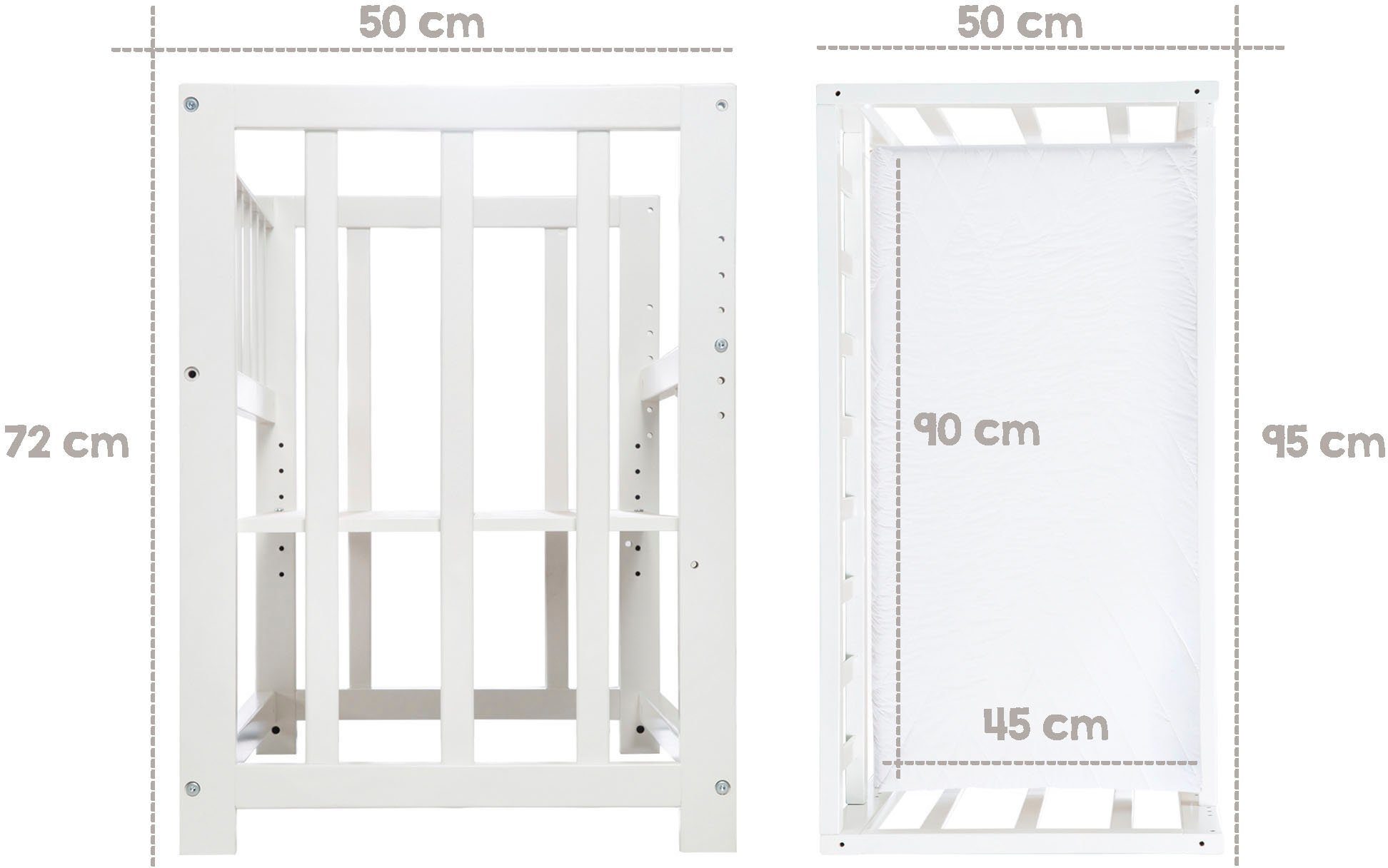 Roba® Wieg 3-in-1, Nijntje, wit tot bed of bank om te bouwen, ligoppervlak in hoogte verstelbaar
