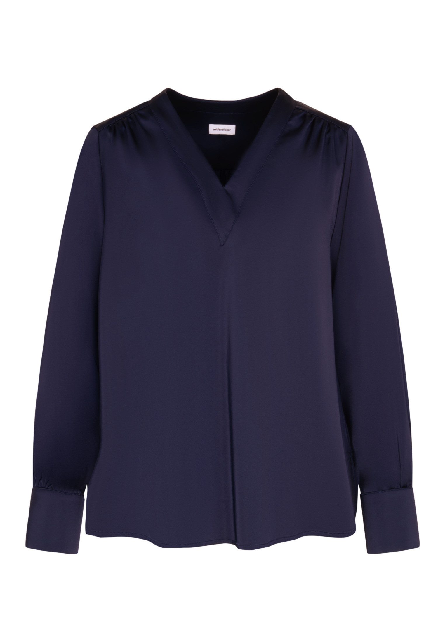 seidensticker Shirtblouse Zwarte roos Lange mouwen V-hals uni