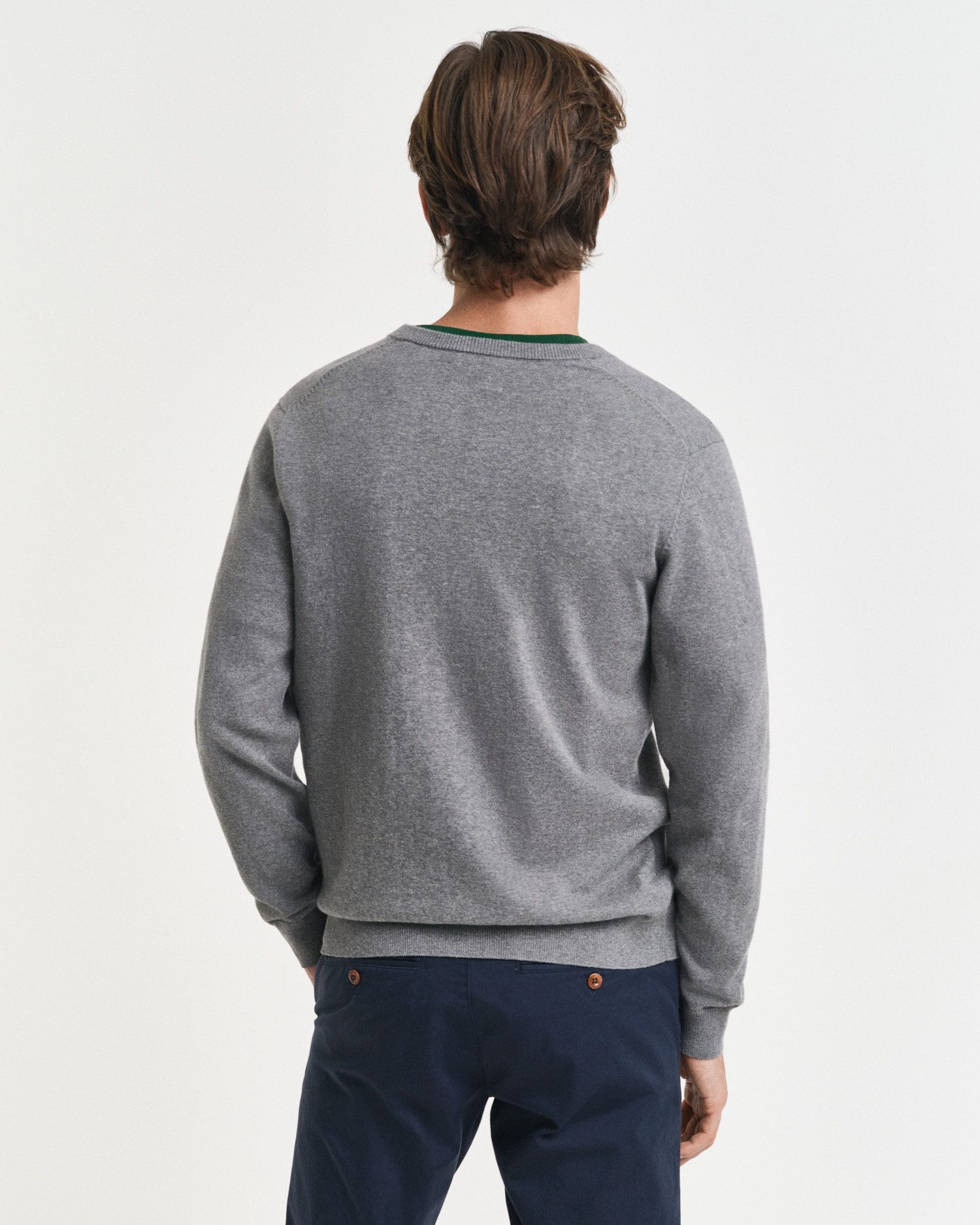 Gant Trui met V-hals CLASSIC COTTON V-NECK Premium brei jersey van zacht 100% katoen, overgangs trui
