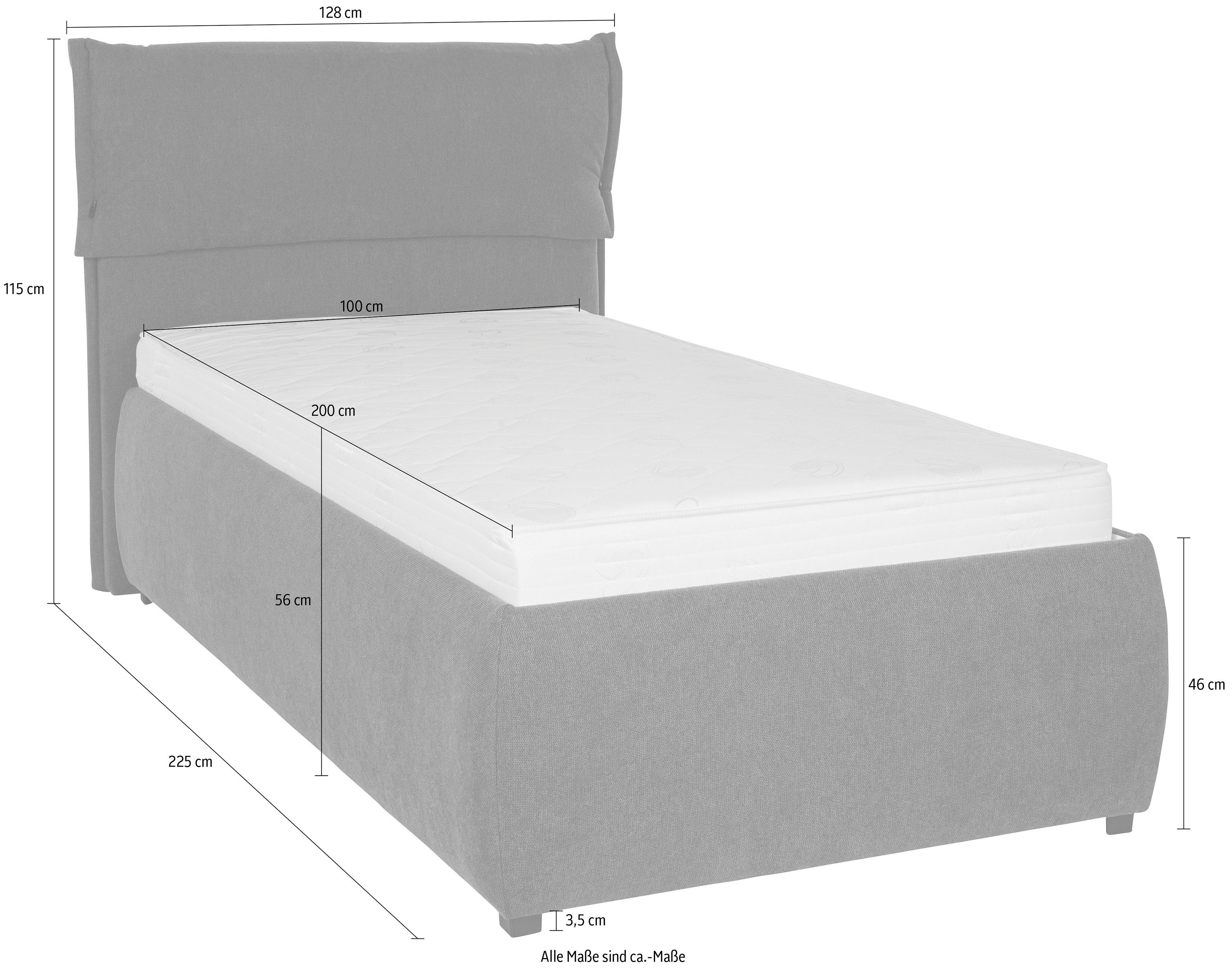 andas Gestoffeerd bed Jenson als bedframe of met 3 matrassoorten en hardheden
