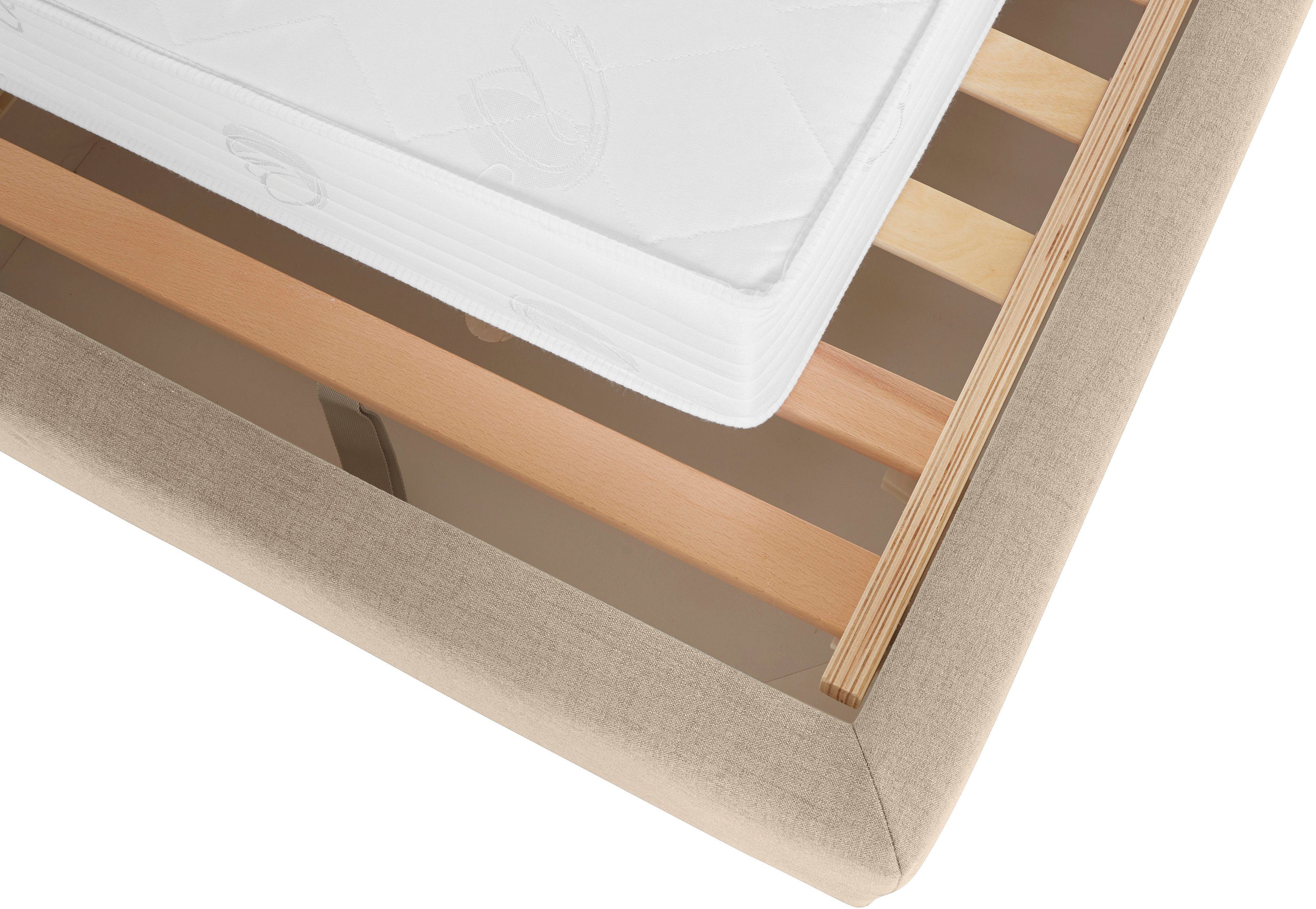 Home affaire Gestoffeerd bed Sunley 100 Kruisstiksel, hoofdbordhoogte 102 cm, zonder of met matras/lattenbodem