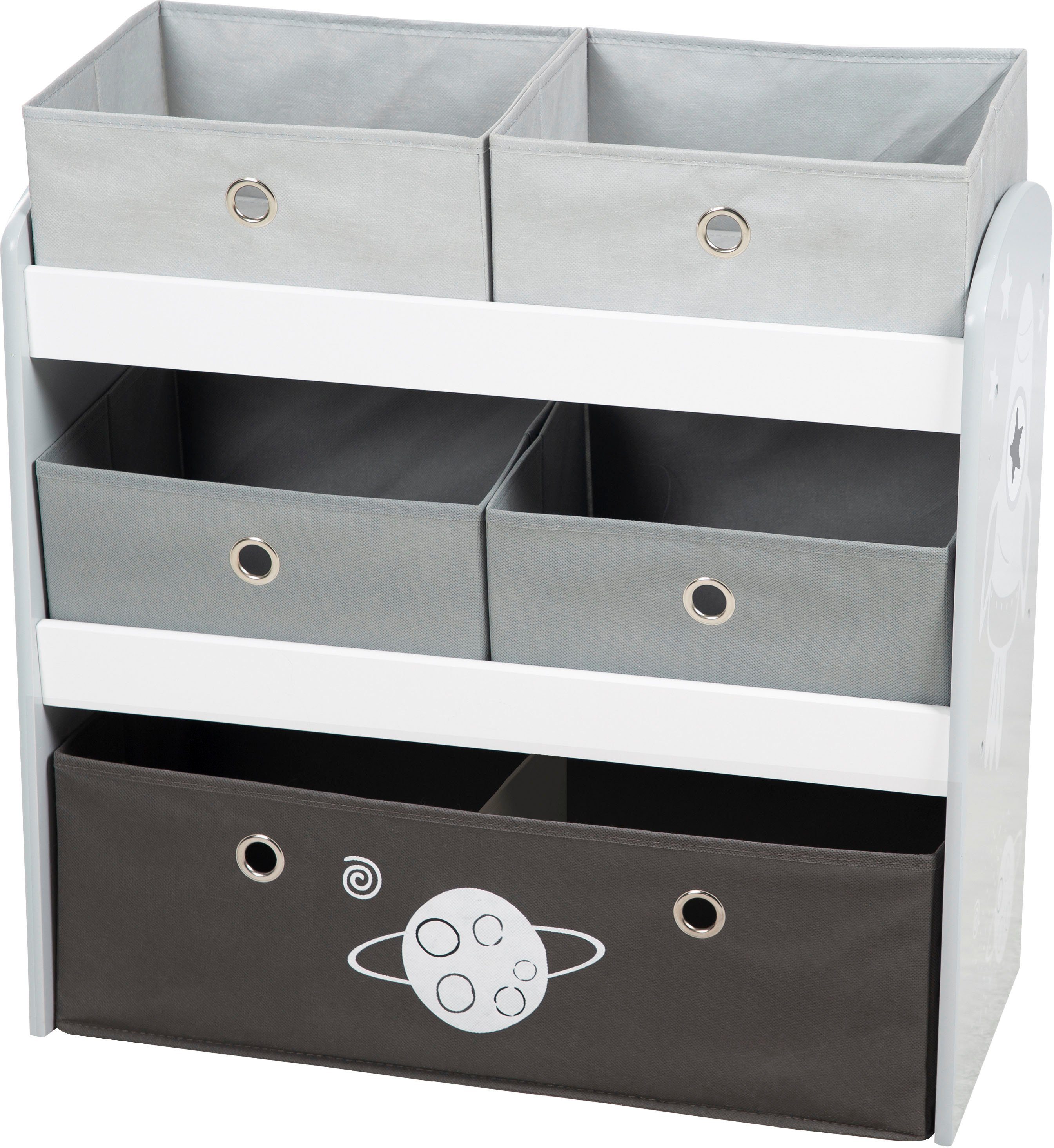 Roba® Kinderrek Raket, grijs inclusief 5 stoffen dozen in 2 afmetingen
