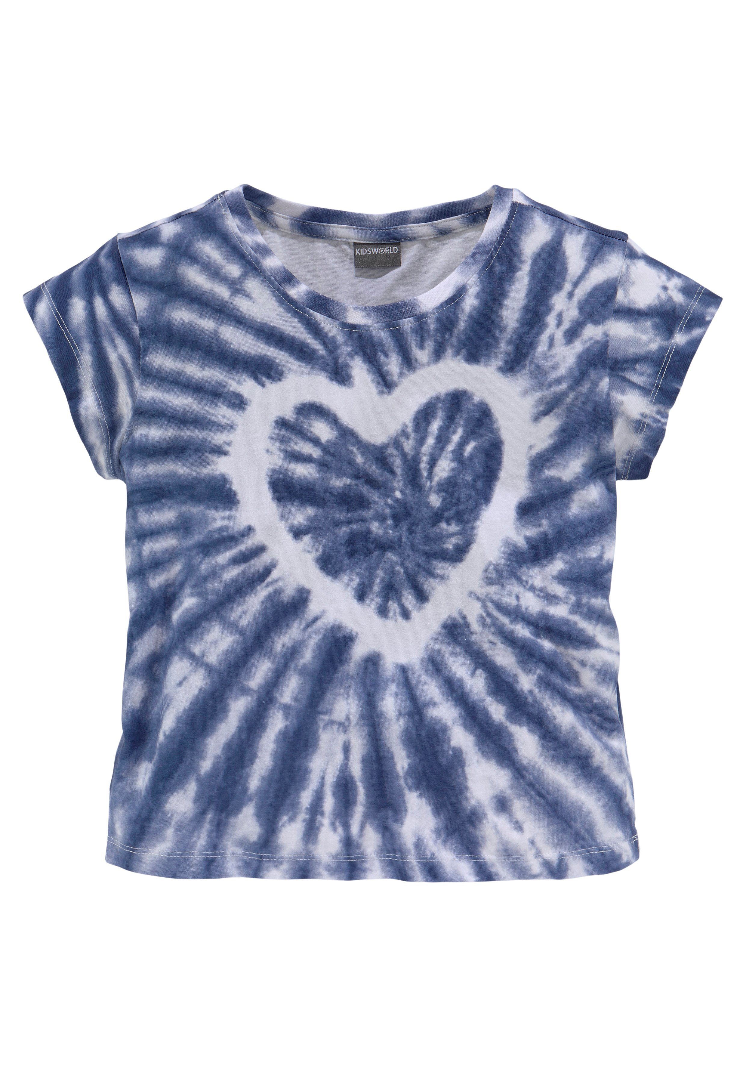 KIDSWORLD T-shirt Hart batik Korte mouwen, rechte pasvorm, veelzijdig gemusterd