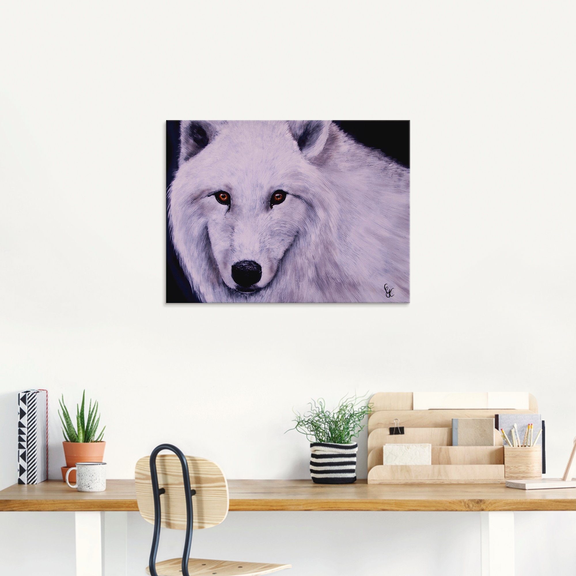 Artland Print op glas Witte wolf in verschillende maten