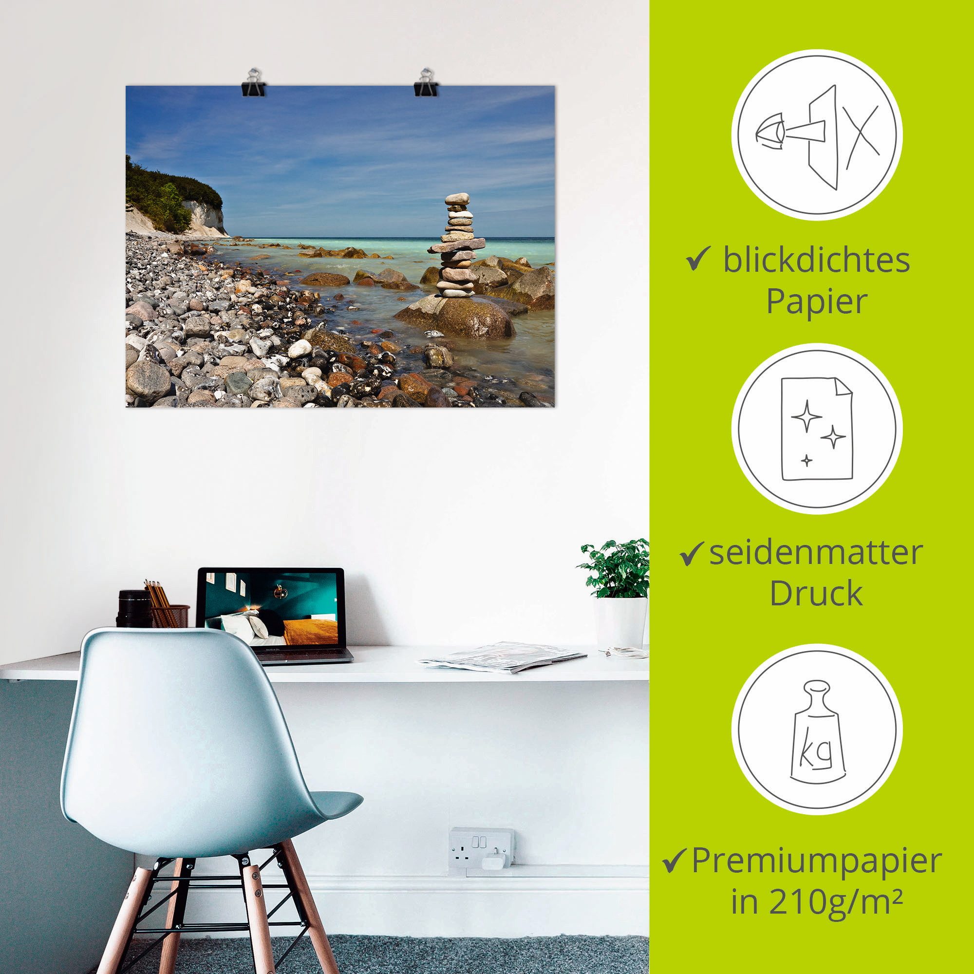 Artland Artprint Aan de Oostzeekust op Rügen als artprint op linnen, poster, muursticker in verschillende maten